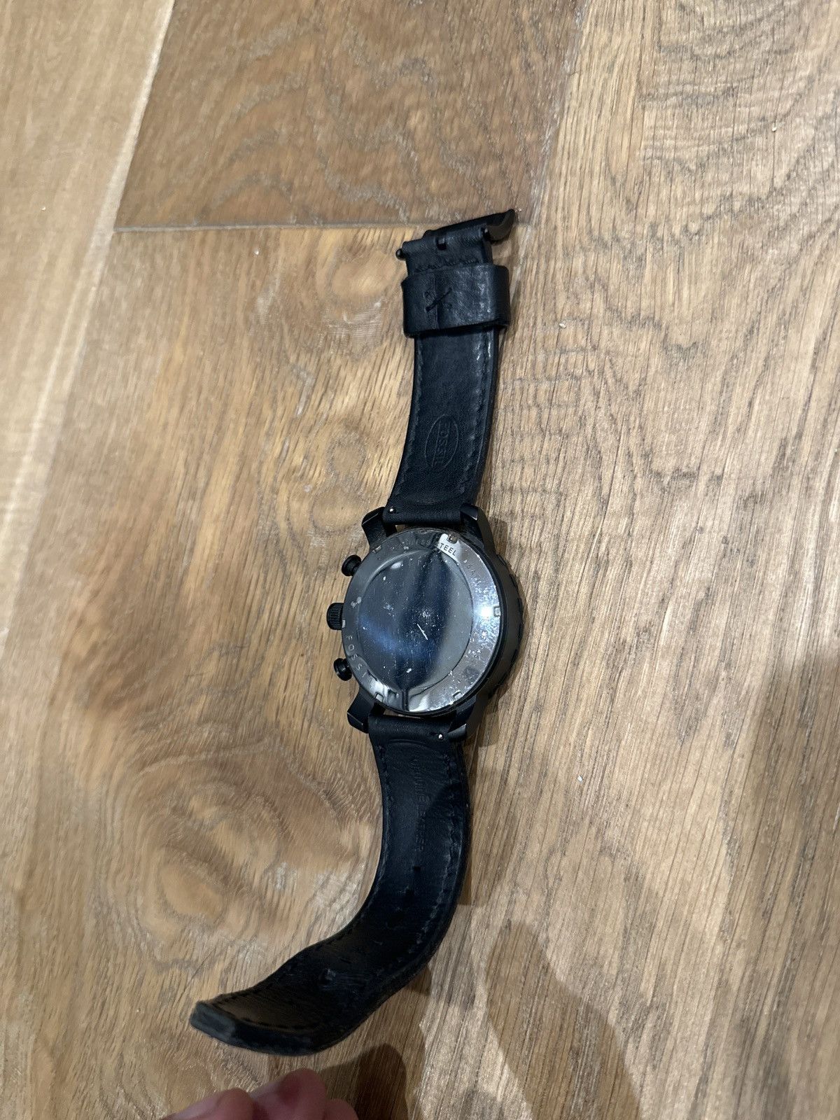 Fossil Large Black Fossil Watch With Leather Band Size ONE SIZE - 3 Thumbnail