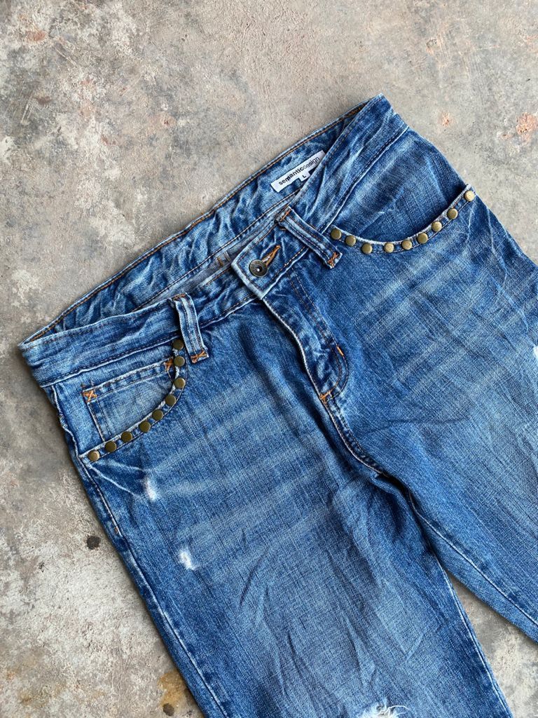 Japanese Brand Light Wash Japanese Semantic Design Distressed Denim Size US 31 - 6 Thumbnail