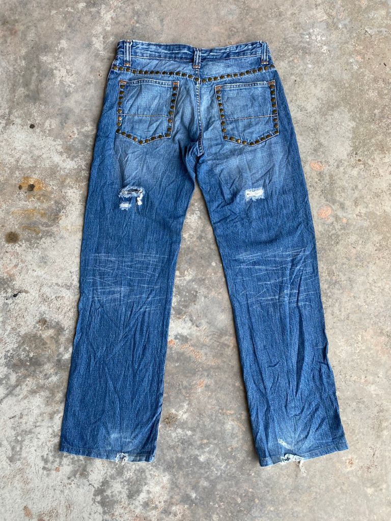 Japanese Brand Light Wash Japanese Semantic Design Distressed Denim Size US 31 - 1 Thumbnail