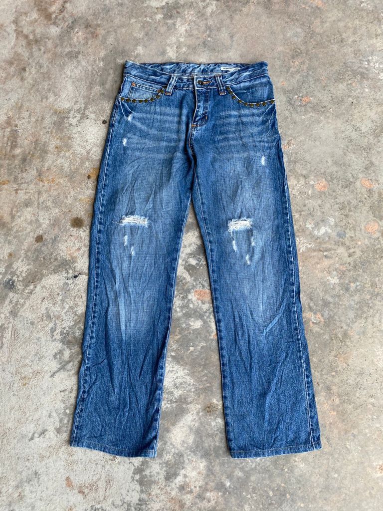 Japanese Brand Light Wash Japanese Semantic Design Distressed Denim Size US 31 - 2 Thumbnail