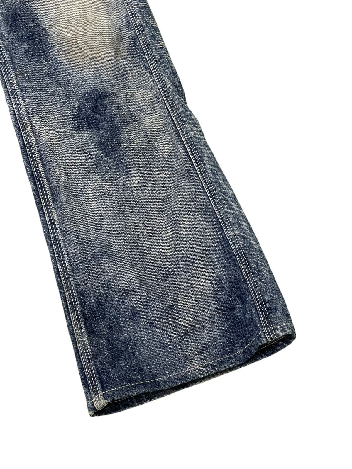 Japanese Brand Flare Jeans Blue Way Japan Distress Denim Acid Wash 6🟦 Size US 31 - 4 Thumbnail