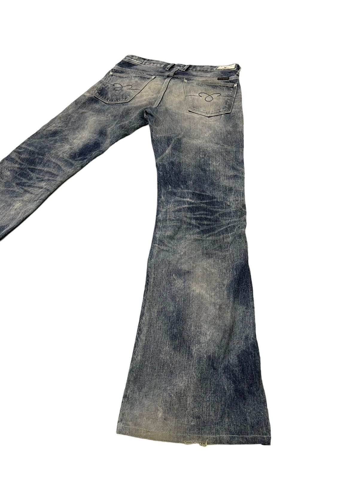 Japanese Brand Flare Jeans Blue Way Japan Distress Denim Acid Wash 6🟦 Size US 31 - 15 Thumbnail