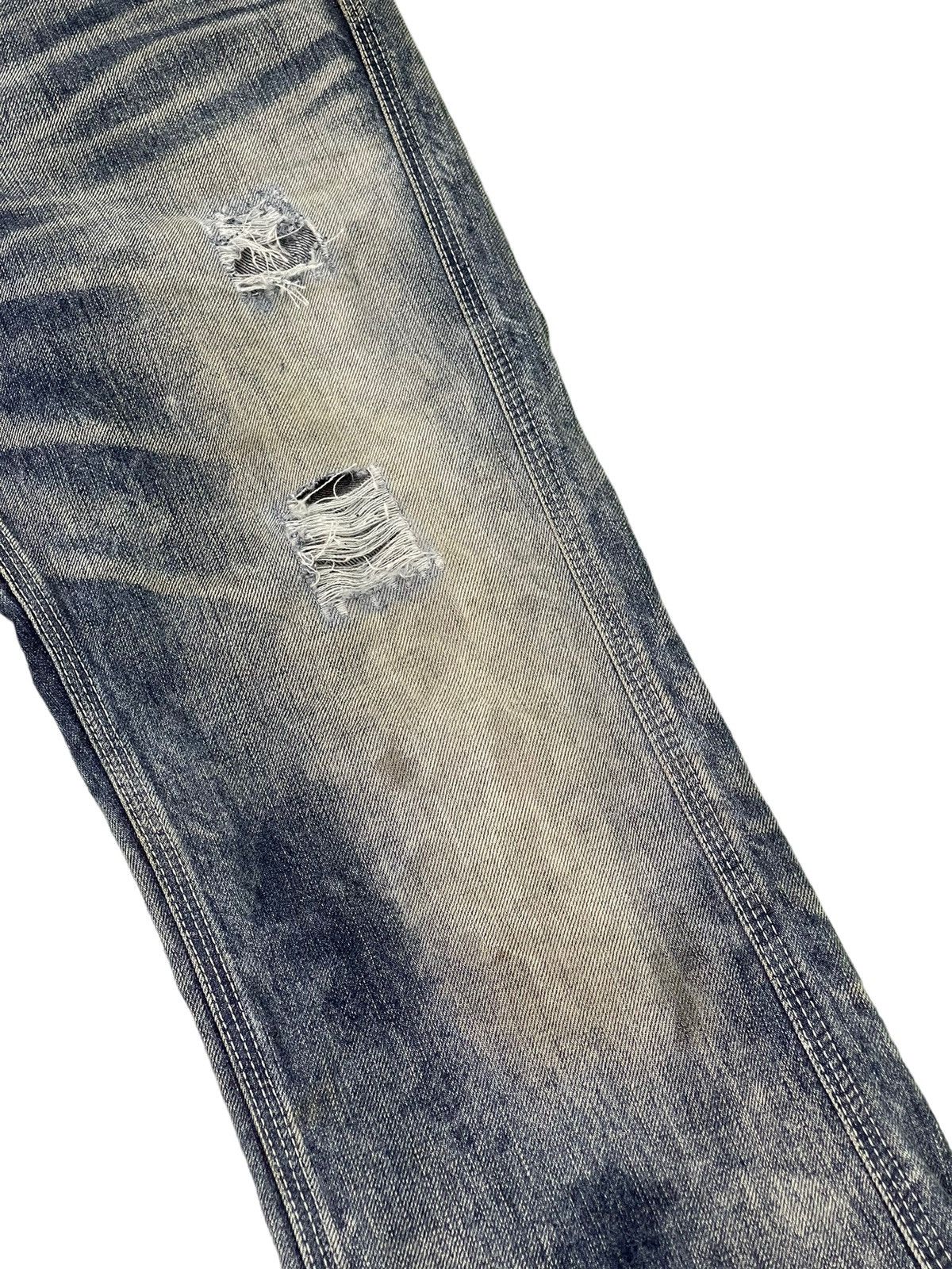 Japanese Brand Flare Jeans Blue Way Japan Distress Denim Acid Wash 6🟦 Size US 31 - 6 Thumbnail