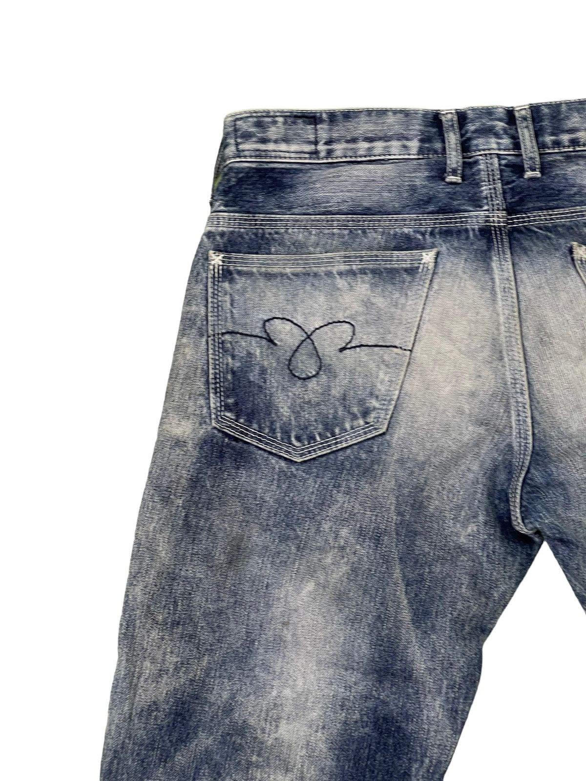Japanese Brand Flare Jeans Blue Way Japan Distress Denim Acid Wash 6🟦 Size US 31 - 20 Thumbnail