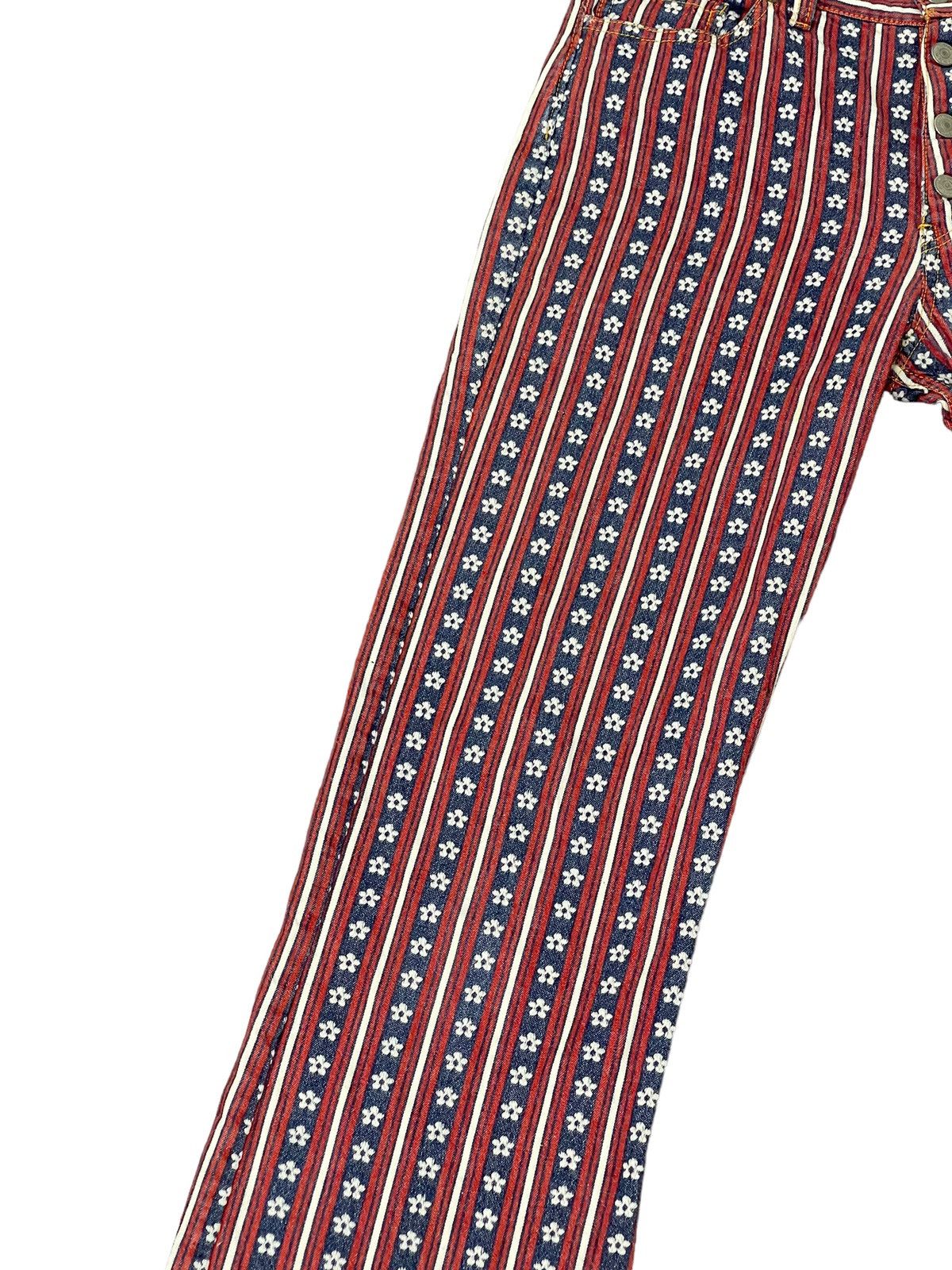 Hysteric Glamour Flare Jeans Ozone Community Brocade Striped Boot Cut 7🟦 Size US 27 - 6 Thumbnail