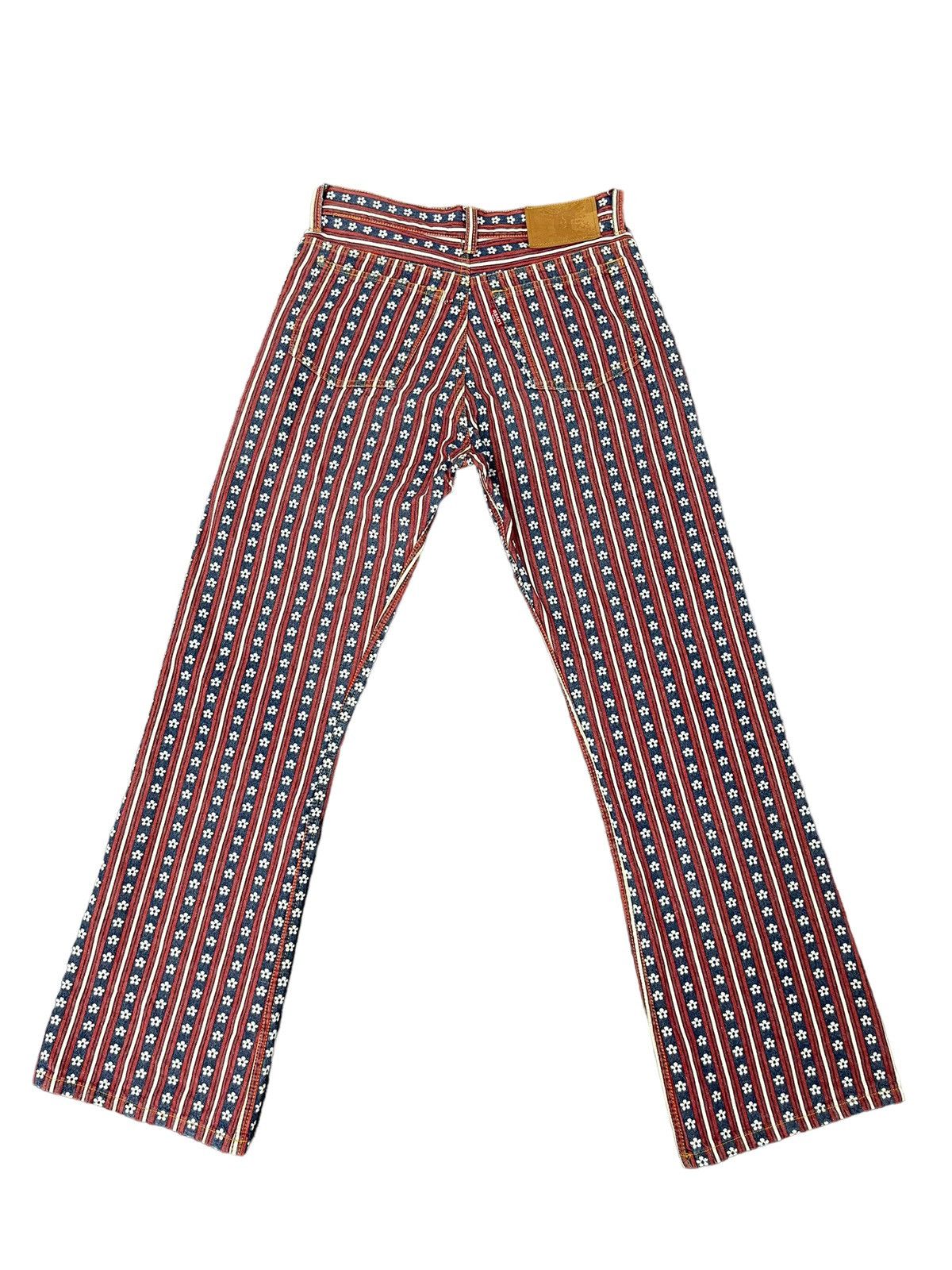 Hysteric Glamour Flare Jeans Ozone Community Brocade Striped Boot Cut 7🟦 Size US 27 - 11 Thumbnail
