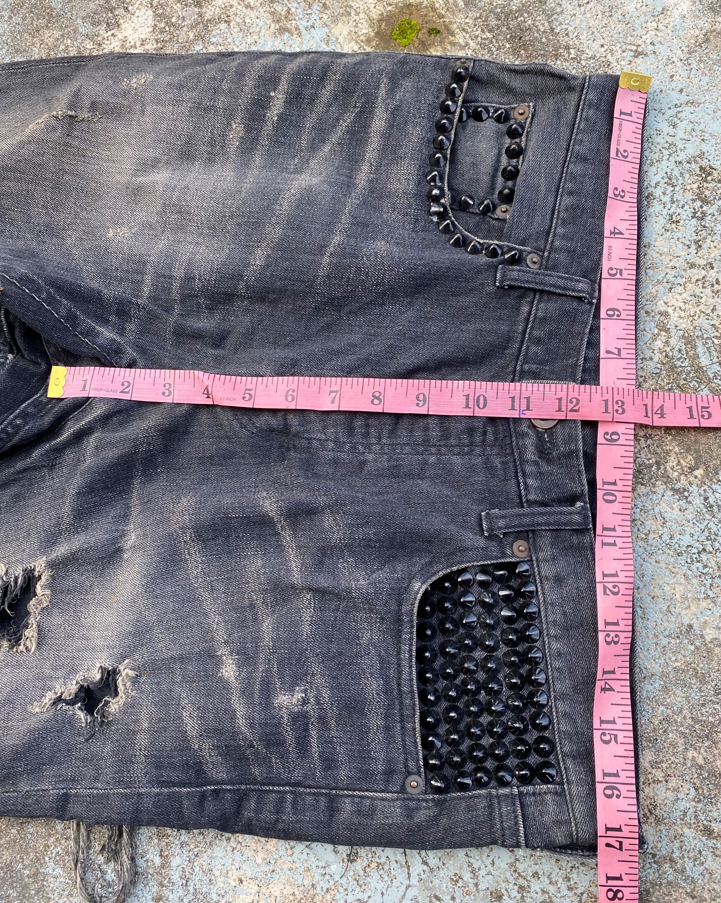 Japanese Brand Crazy Hardcore Spike Seditionaries Black Wash Jeans Size US 34 / EU 50 - 16 Thumbnail