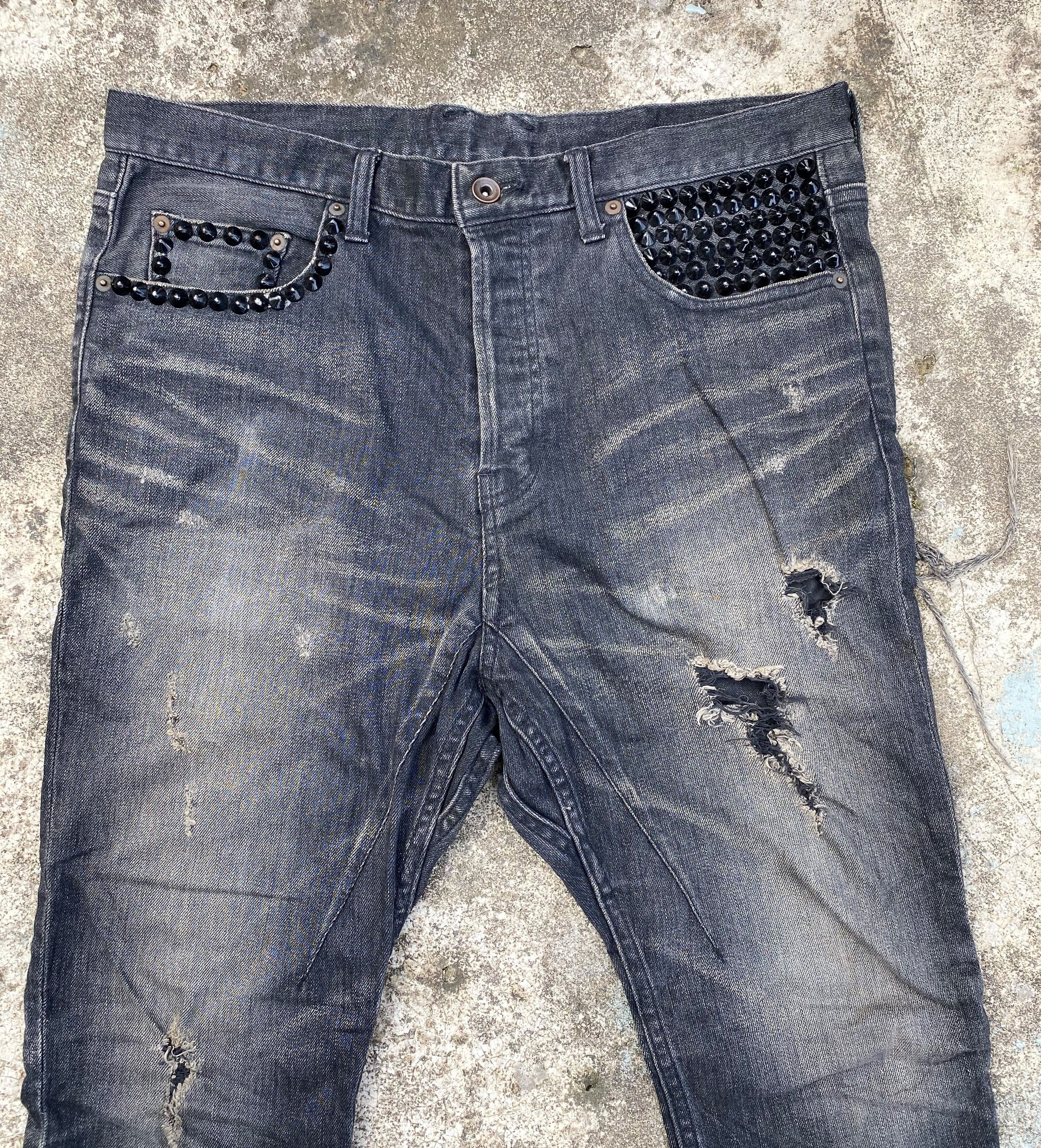 Japanese Brand Crazy Hardcore Spike Seditionaries Black Wash Jeans Size US 34 / EU 50 - 4 Thumbnail