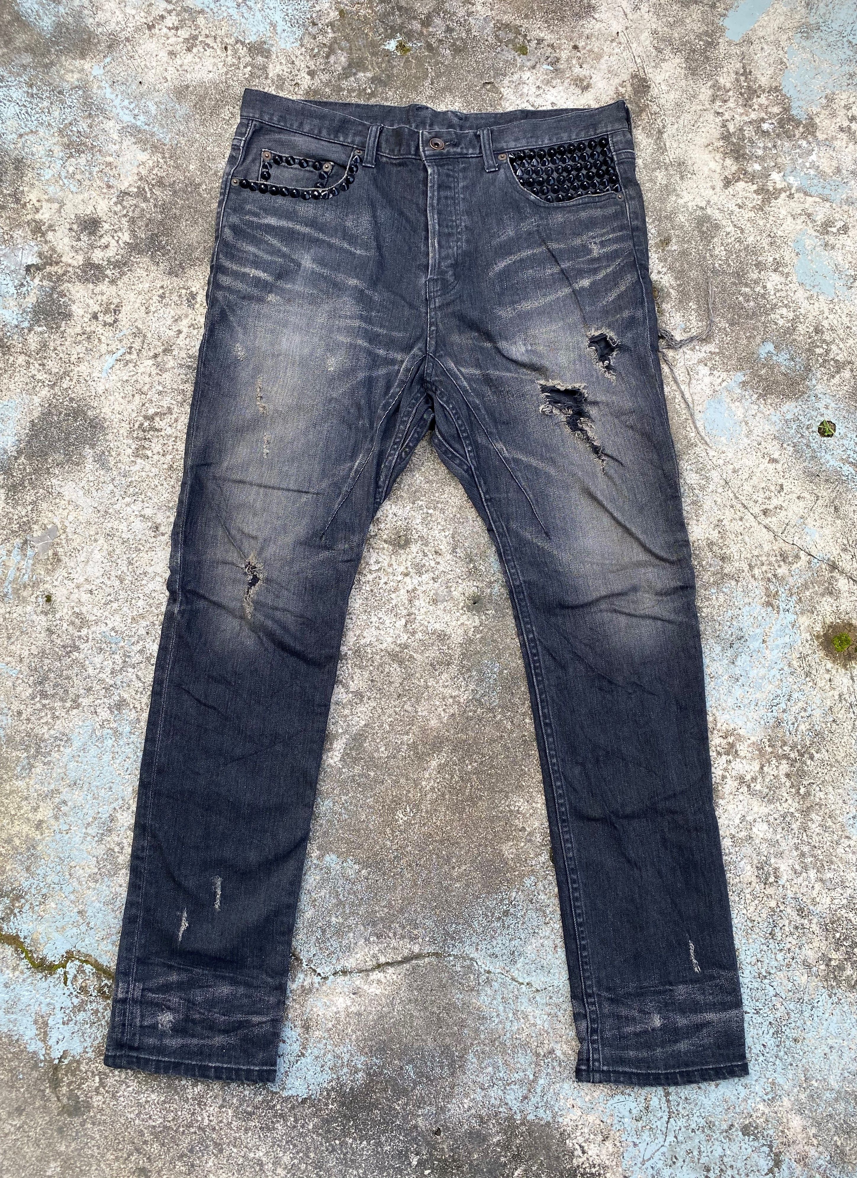 Japanese Brand Crazy Hardcore Spike Seditionaries Black Wash Jeans Size US 34 / EU 50 - 1 Thumbnail