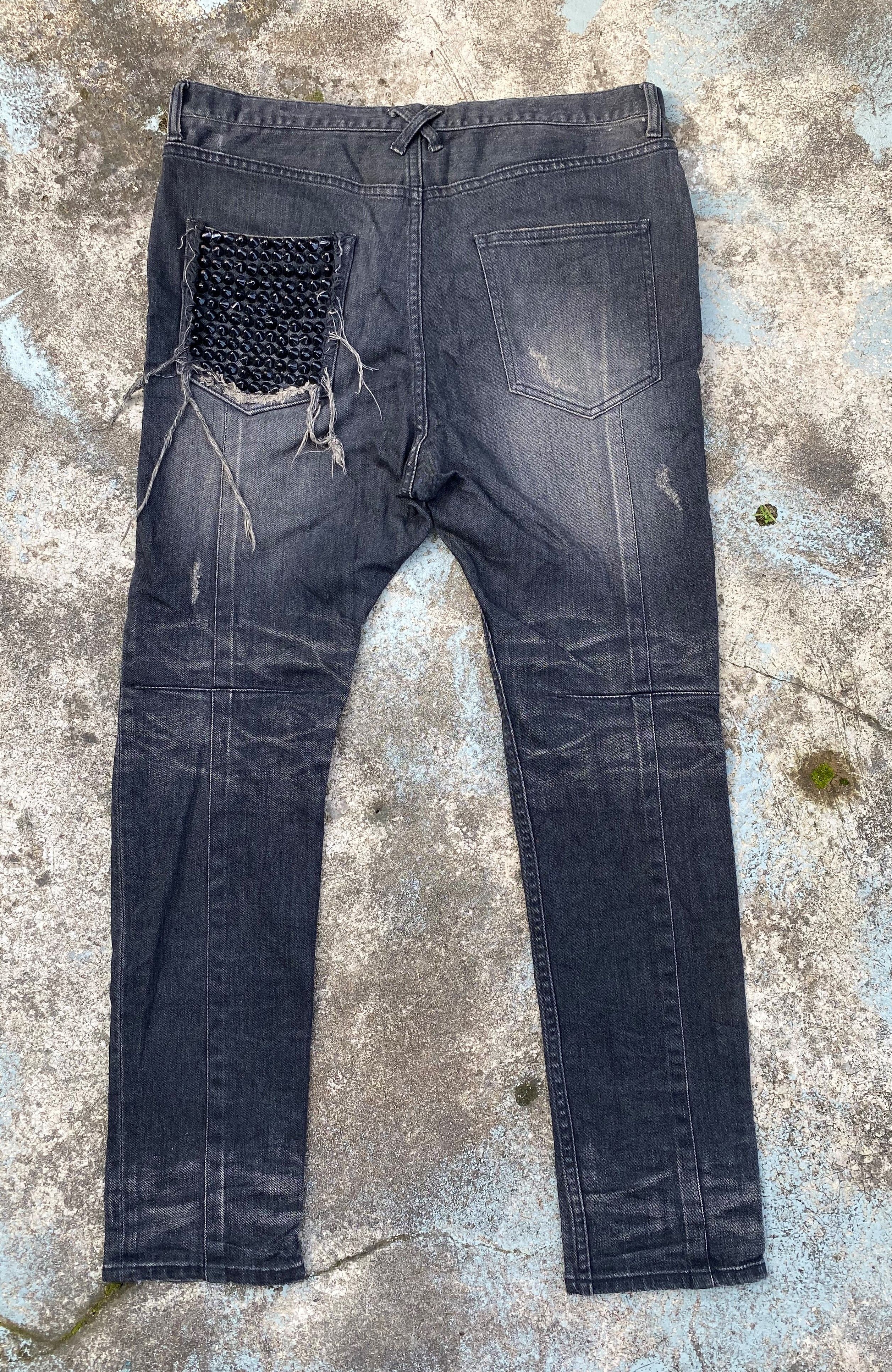 Japanese Brand Crazy Hardcore Spike Seditionaries Black Wash Jeans Size US 34 / EU 50 - 2 Thumbnail