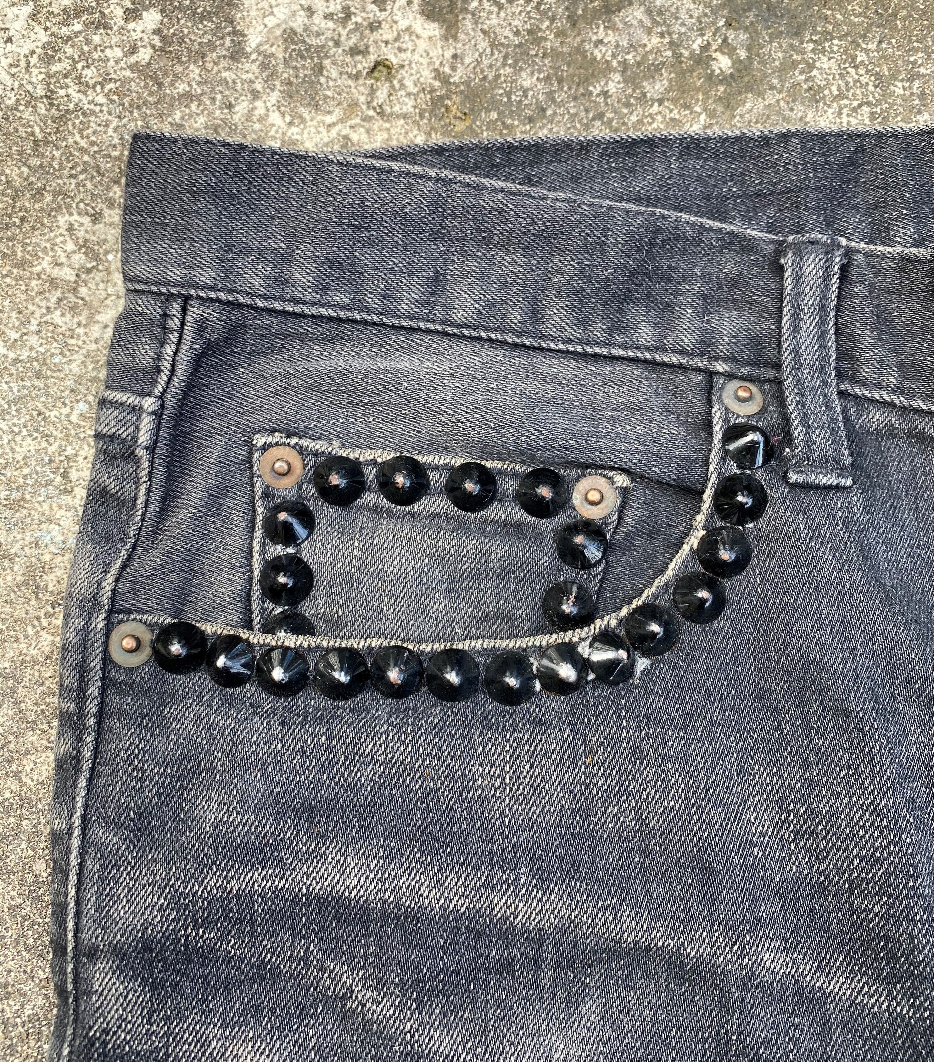 Japanese Brand Crazy Hardcore Spike Seditionaries Black Wash Jeans Size US 34 / EU 50 - 6 Thumbnail