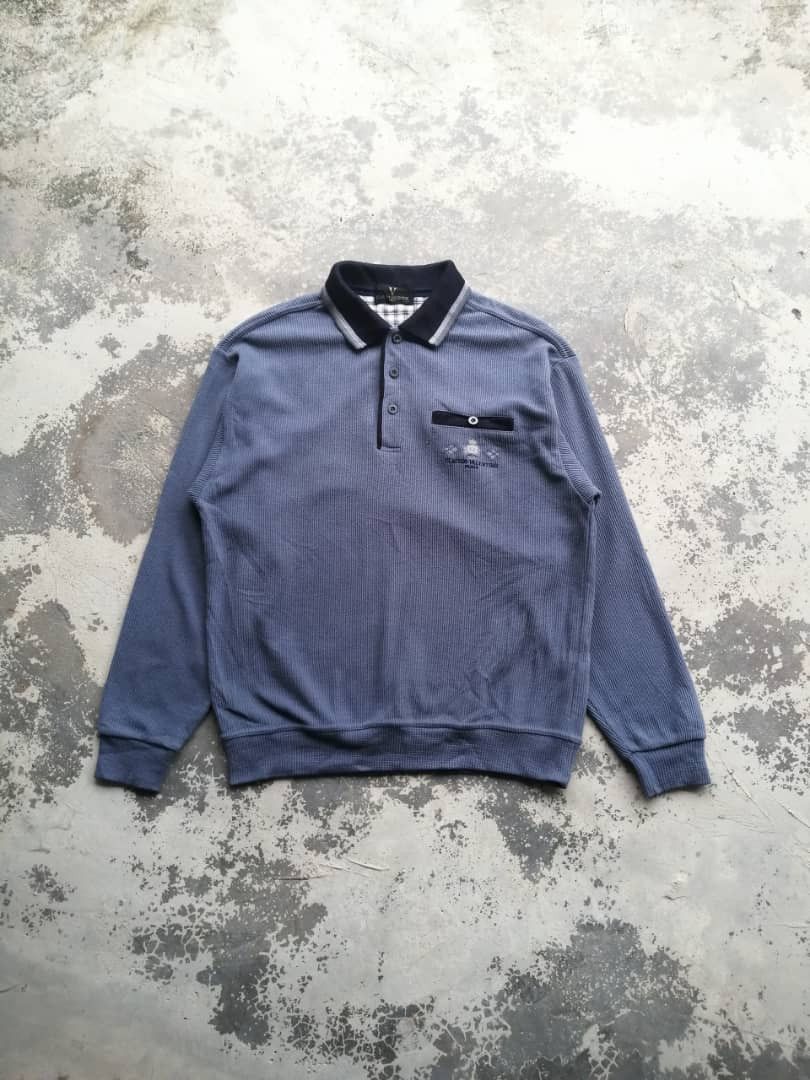 Valentino × Vintage Vintage Claudio Valentino Paris Collar Sweatshirt Size US L / EU 52-54 / 3 - 3 Thumbnail