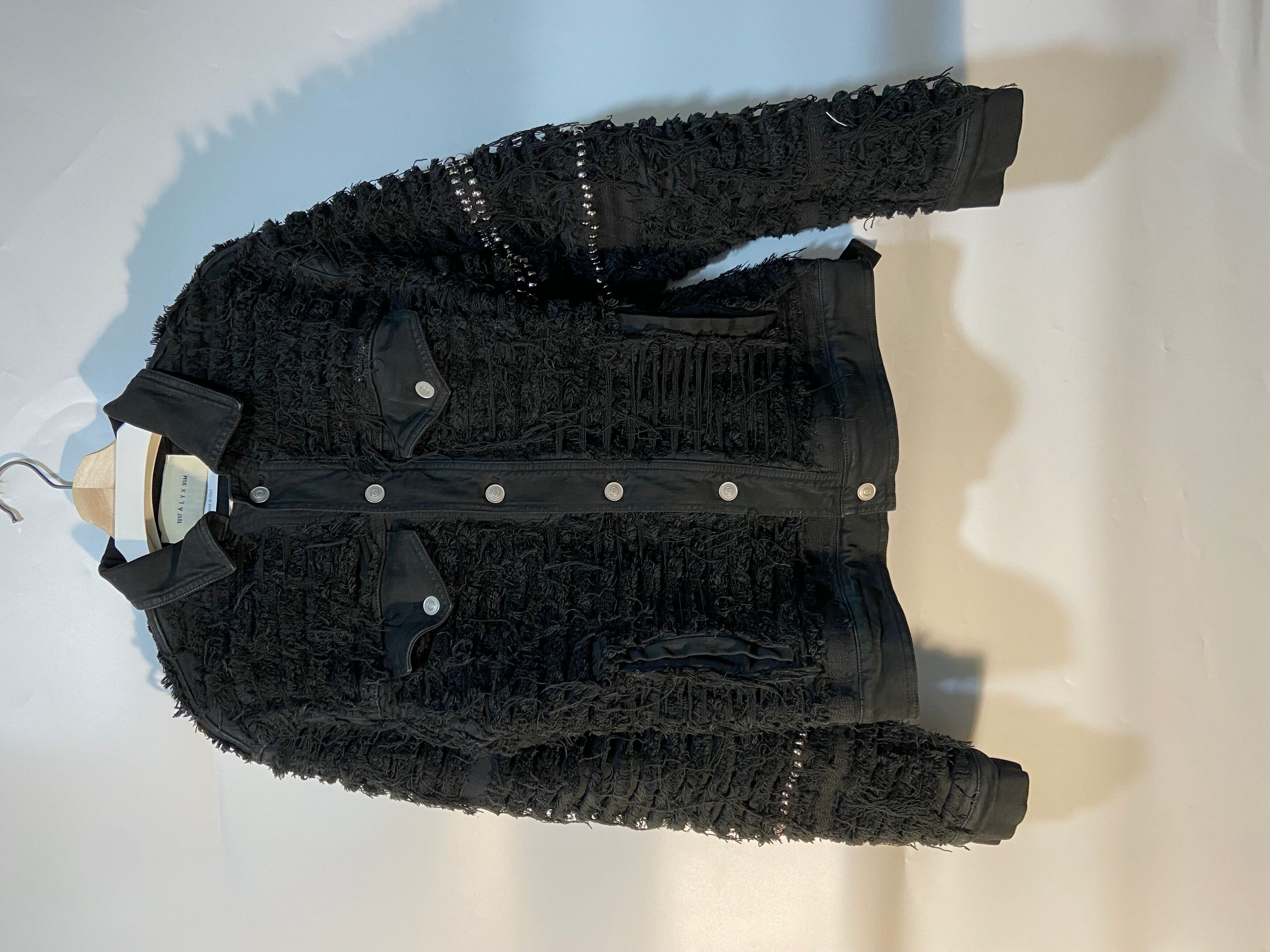 Pre-owned Alyx 1017 A L Y X 9sm Black Shredded Denim Jacket