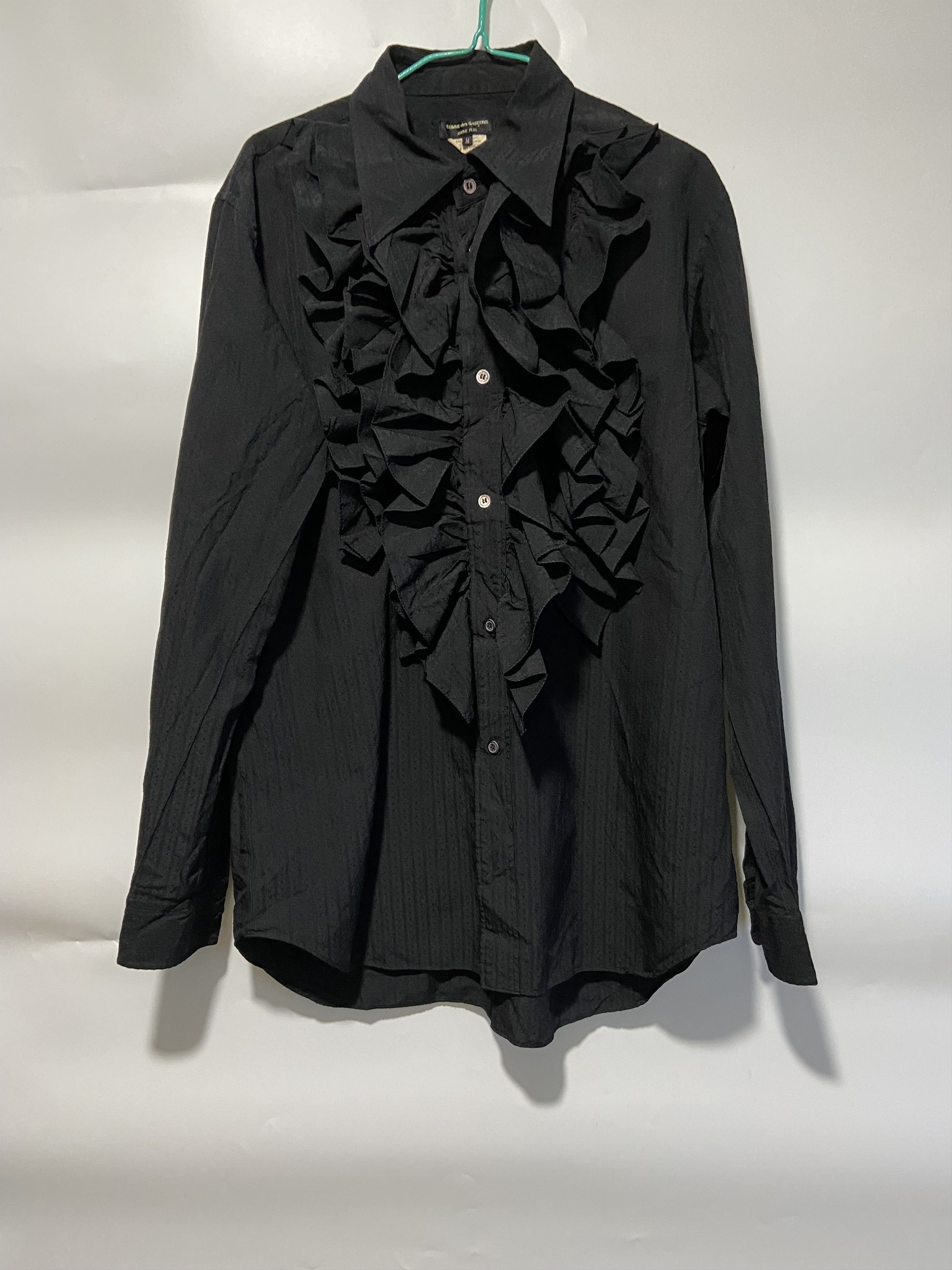 Pre-owned Comme Des Garçons Homme Deux Ruffle Polyester Shirt In Black
