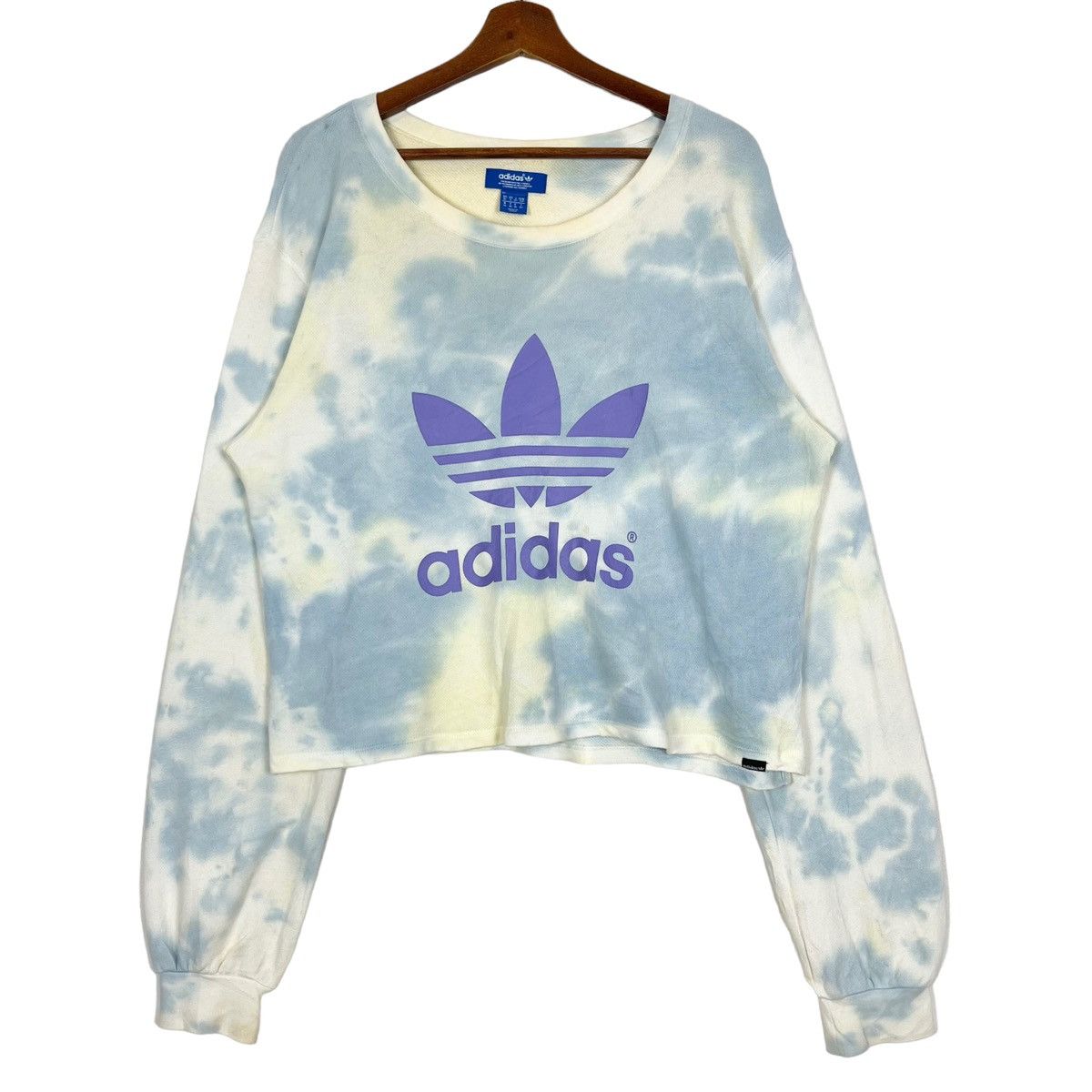 Adidas Trefoil Acid Wash Short Cropped Crewneck Sweatshirt