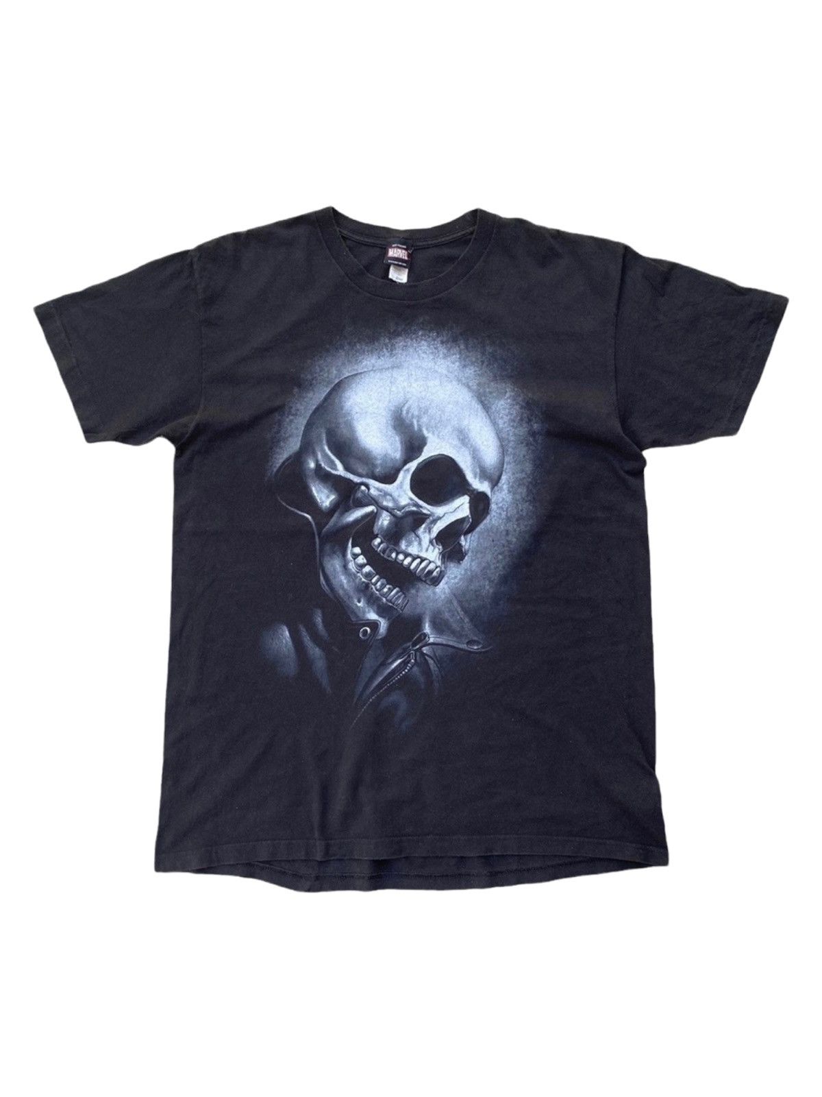 image of Vintage Ghost Rider Mad Engine Big Print Shirt. M in Black, Men's (Size XL)