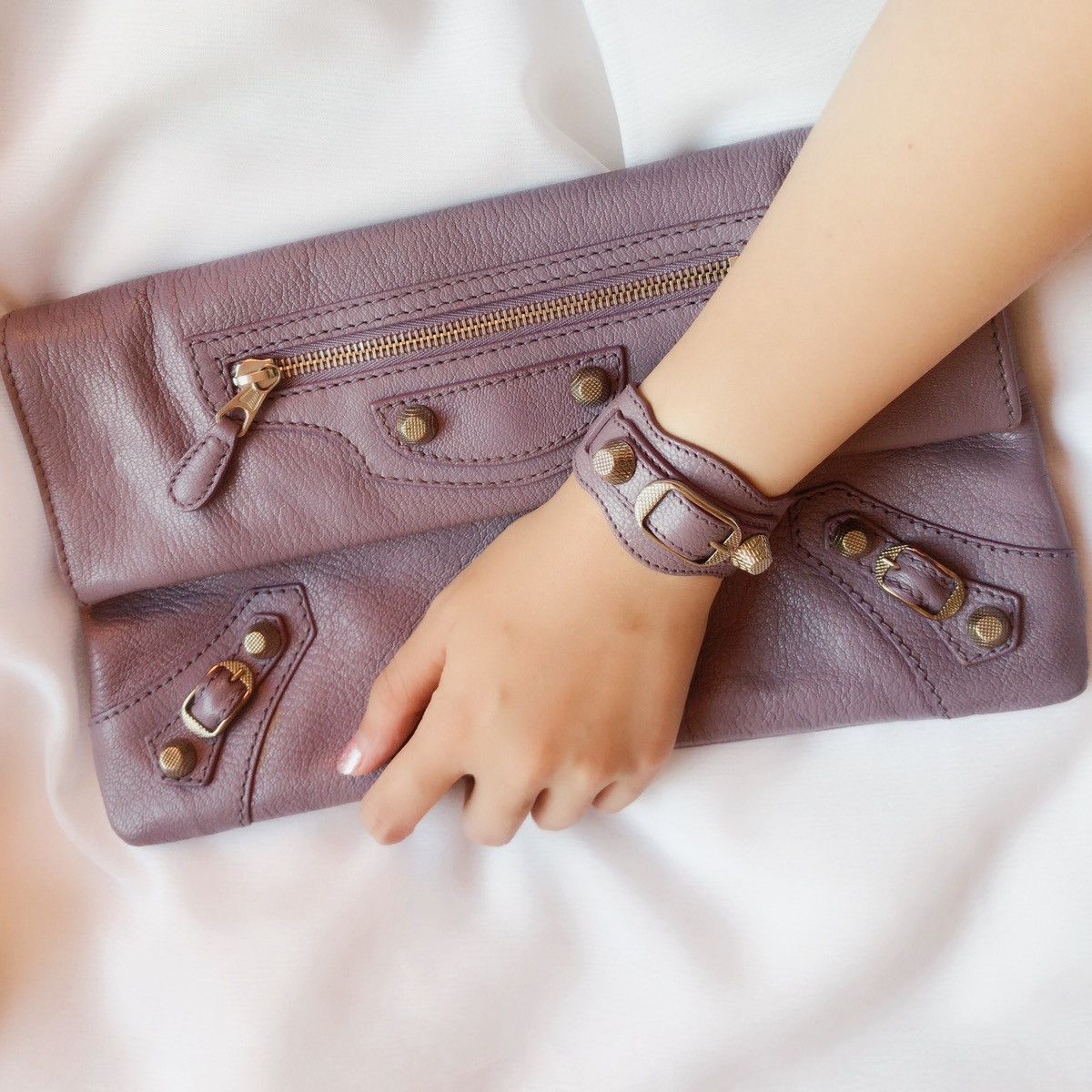 Balenciaga Balenciaga Lilac Big Studs City Envelope Clutch Bag Size ONE SIZE - 1 Thumbnail