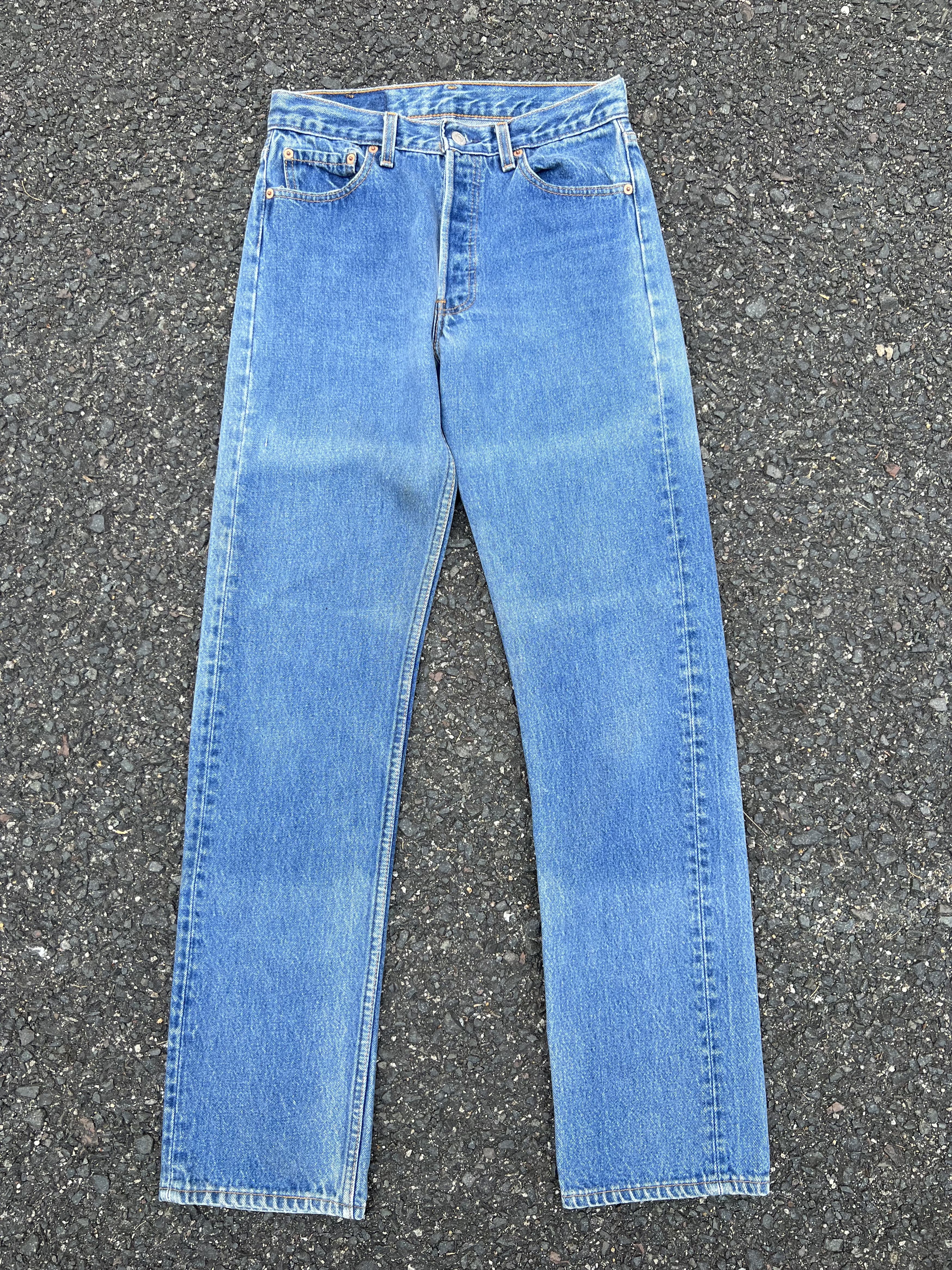 image of Levis 501 90's Vintage Faded Colour Jeans in Faded Blue, Men's (Size 29)
