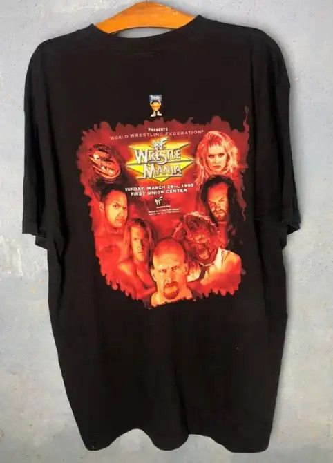 image of Vintage 90's Wwf Wrestlemania 15 T-Shirt in Black, Men's (Size XL)