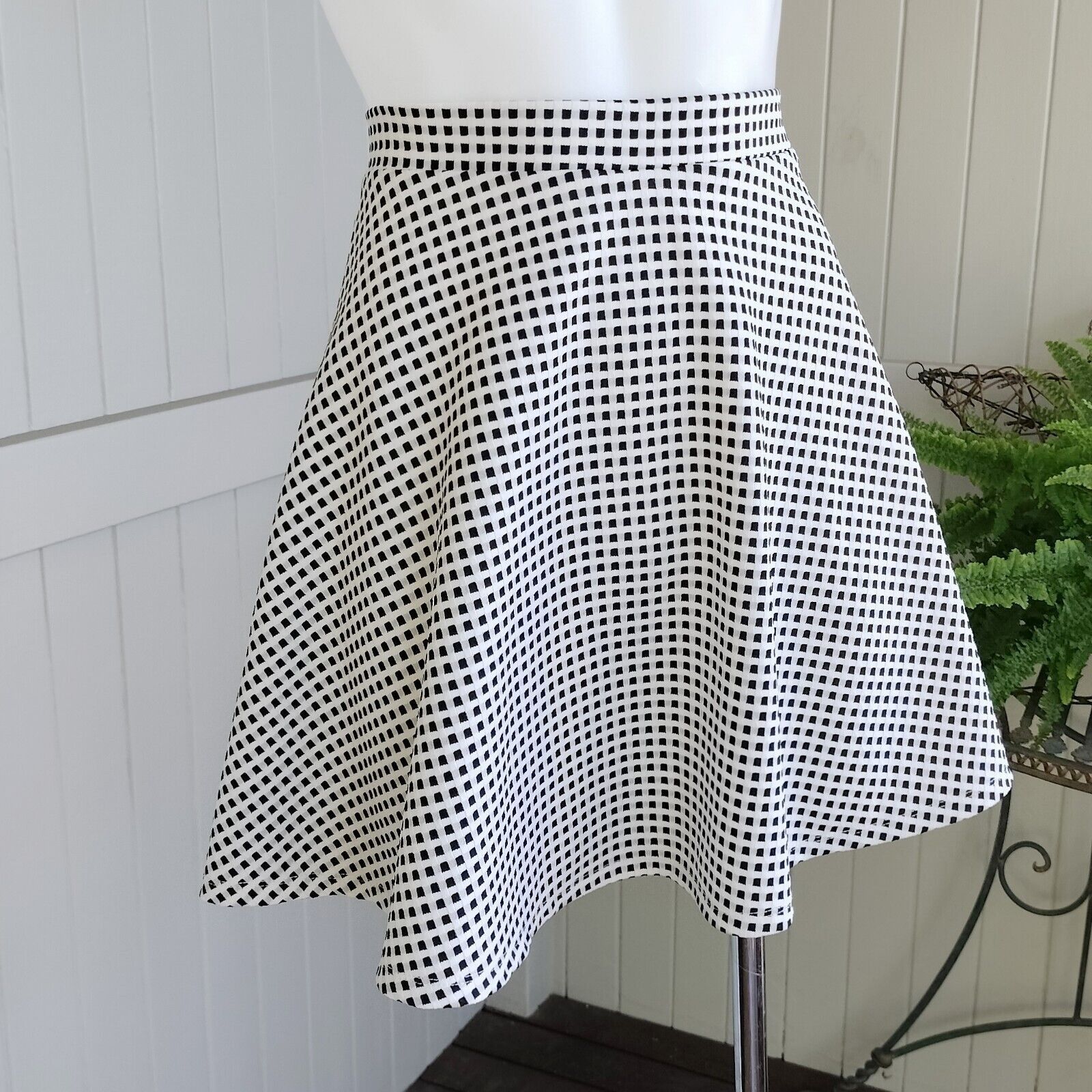 Designer Dotti Skirt High Waist Gingham Check Fit & Flare Clueless Size 27" / US 4 / IT 40 - 3 Thumbnail