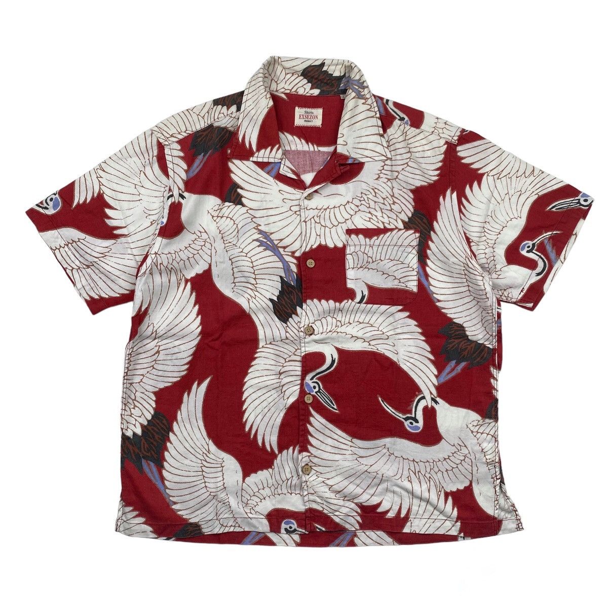 Exsezon white bird motive shirt