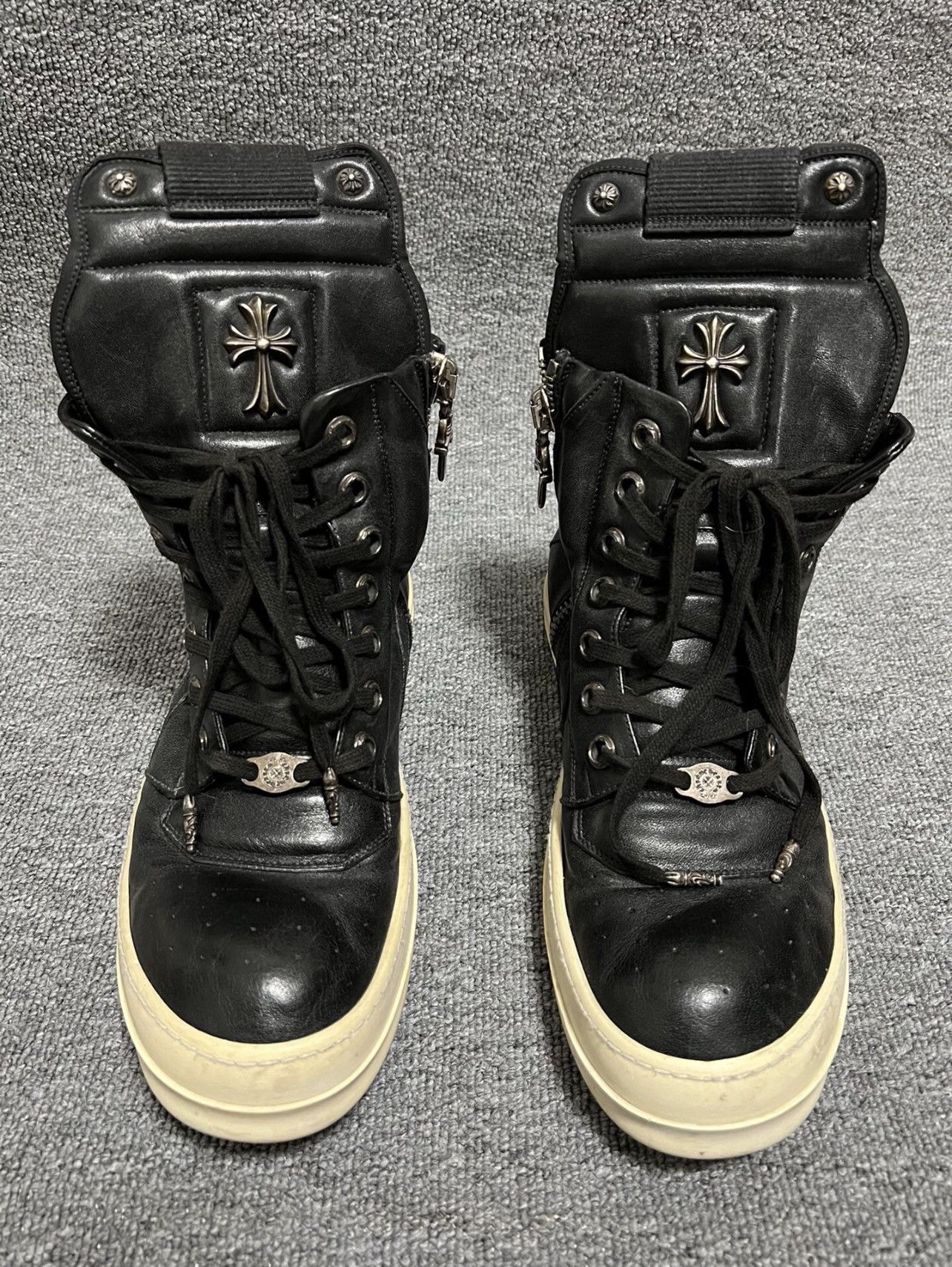 Rick Owens Rick Owens X Chrome Hearts Geobasket High Black Grailed