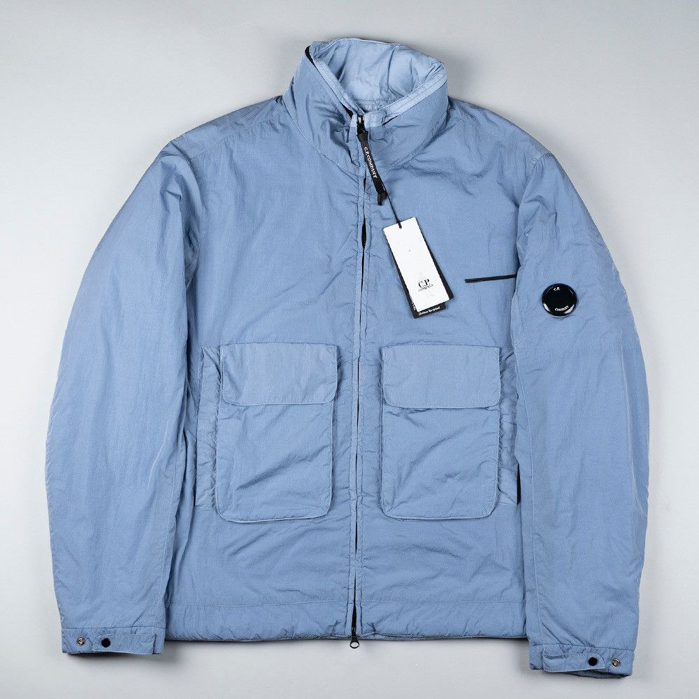 cp company chrome r hooded jacket in light blue