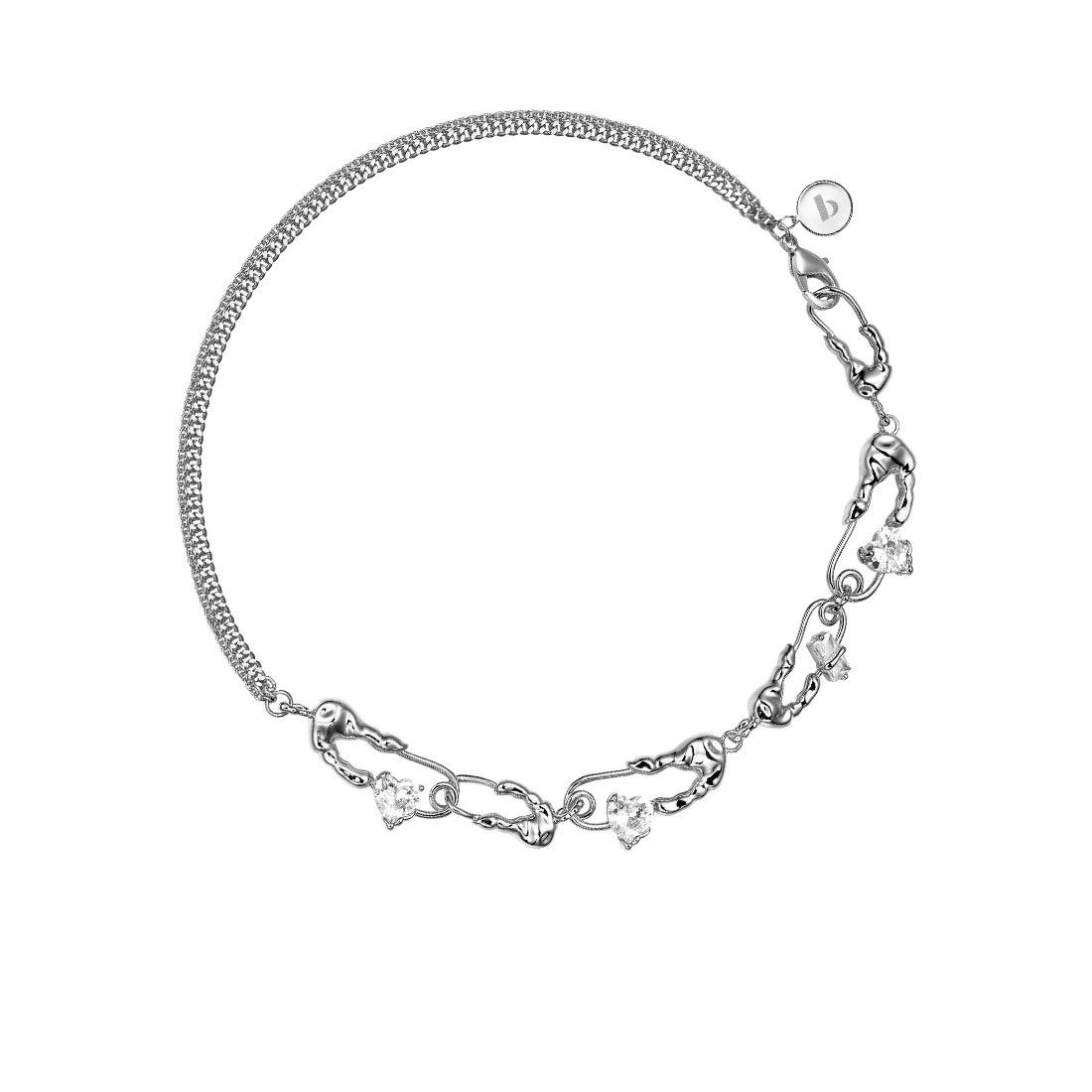 Jewelry Pins Love Heart Crystal Chains Necklaces Size ONE SIZE - 2 Thumbnail