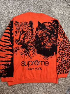 通販店 Supreme Big Cats Jacquard L/S Top Orange - トップス