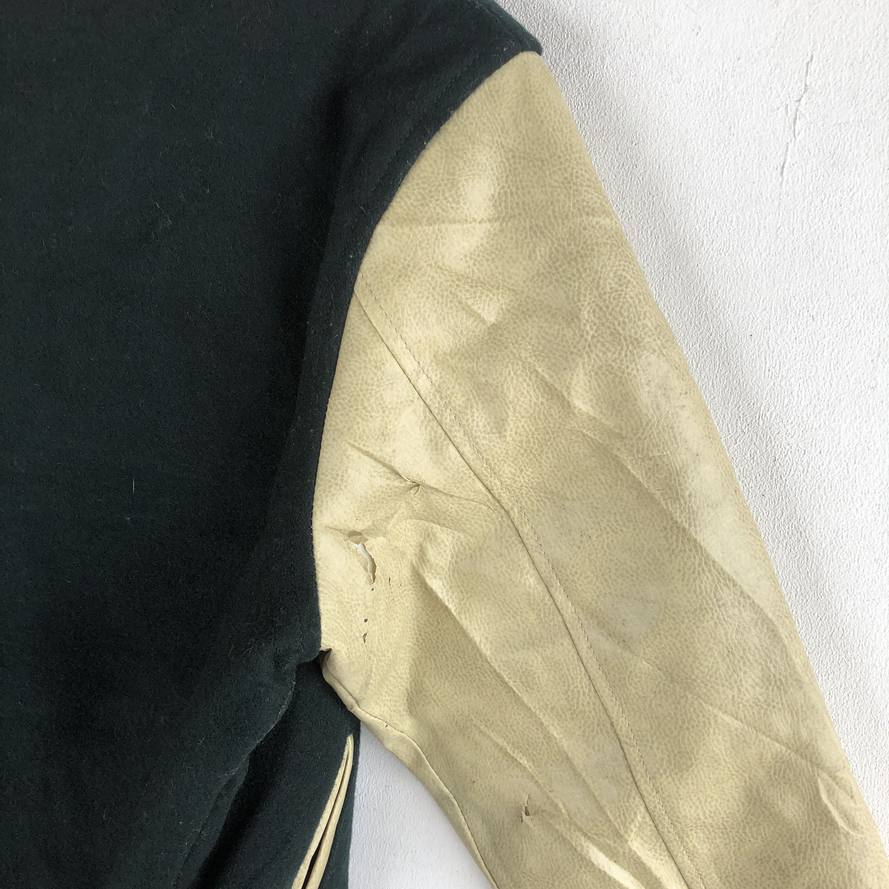 Japanese Brand Vintage Japanese Varsity Jackets Plaid Leather Wool Jacket Size US S / EU 44-46 / 1 - 7 Thumbnail