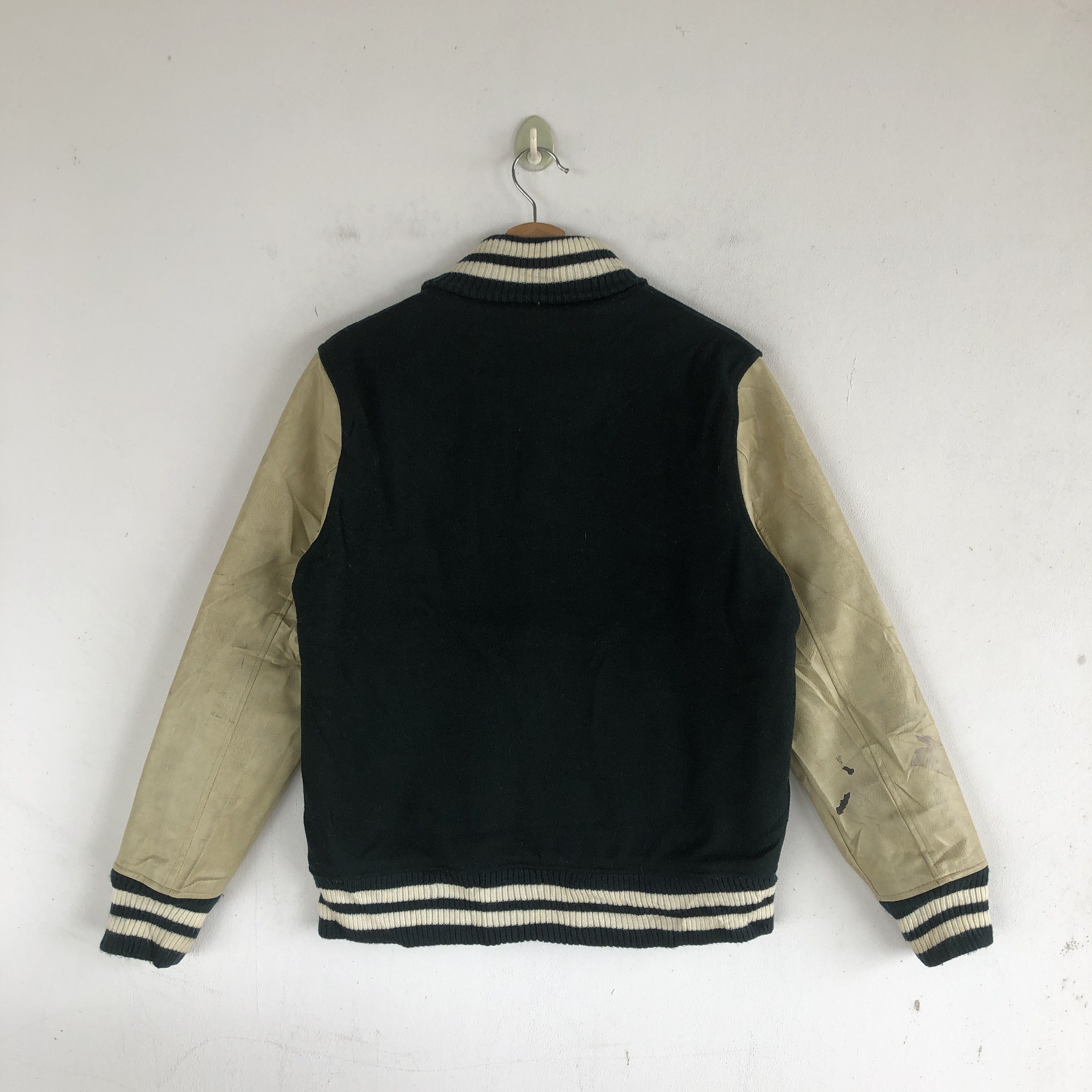 Japanese Brand Vintage Japanese Varsity Jackets Plaid Leather Wool Jacket Size US S / EU 44-46 / 1 - 2 Thumbnail