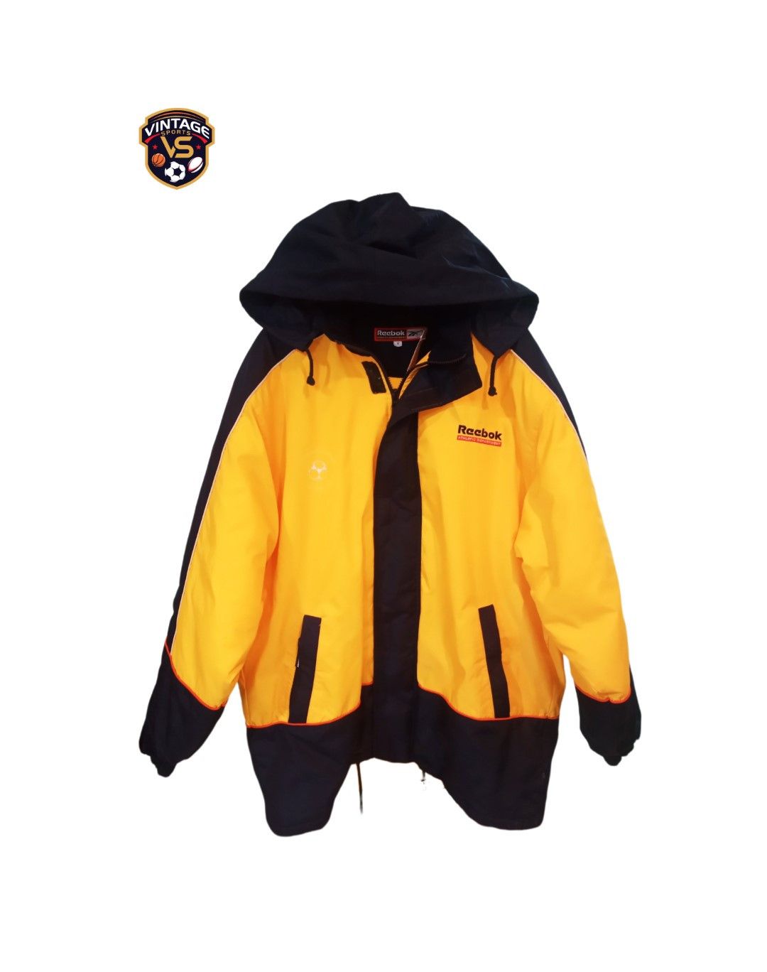 Vintage Reebok Athletic Department Padded Puffer Jacket Yellow | Grailed