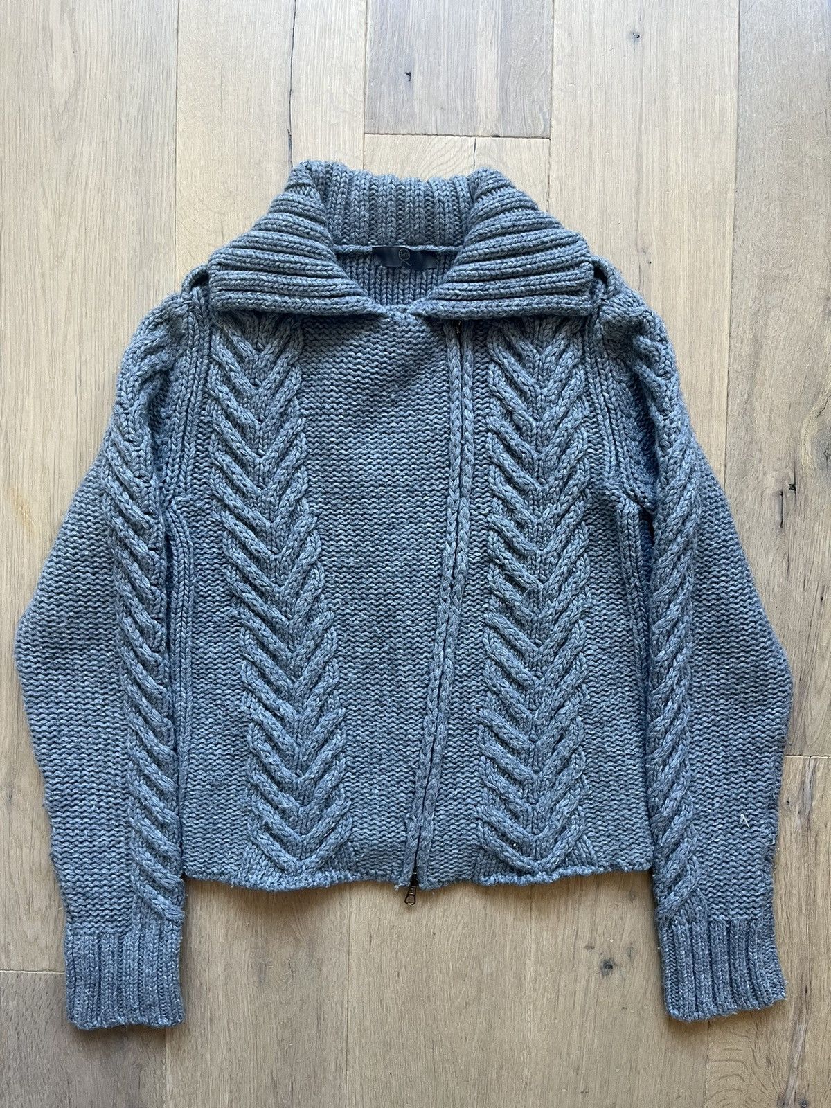 Alexander McQueen Spiral Zip Wool Cardigan Sweater