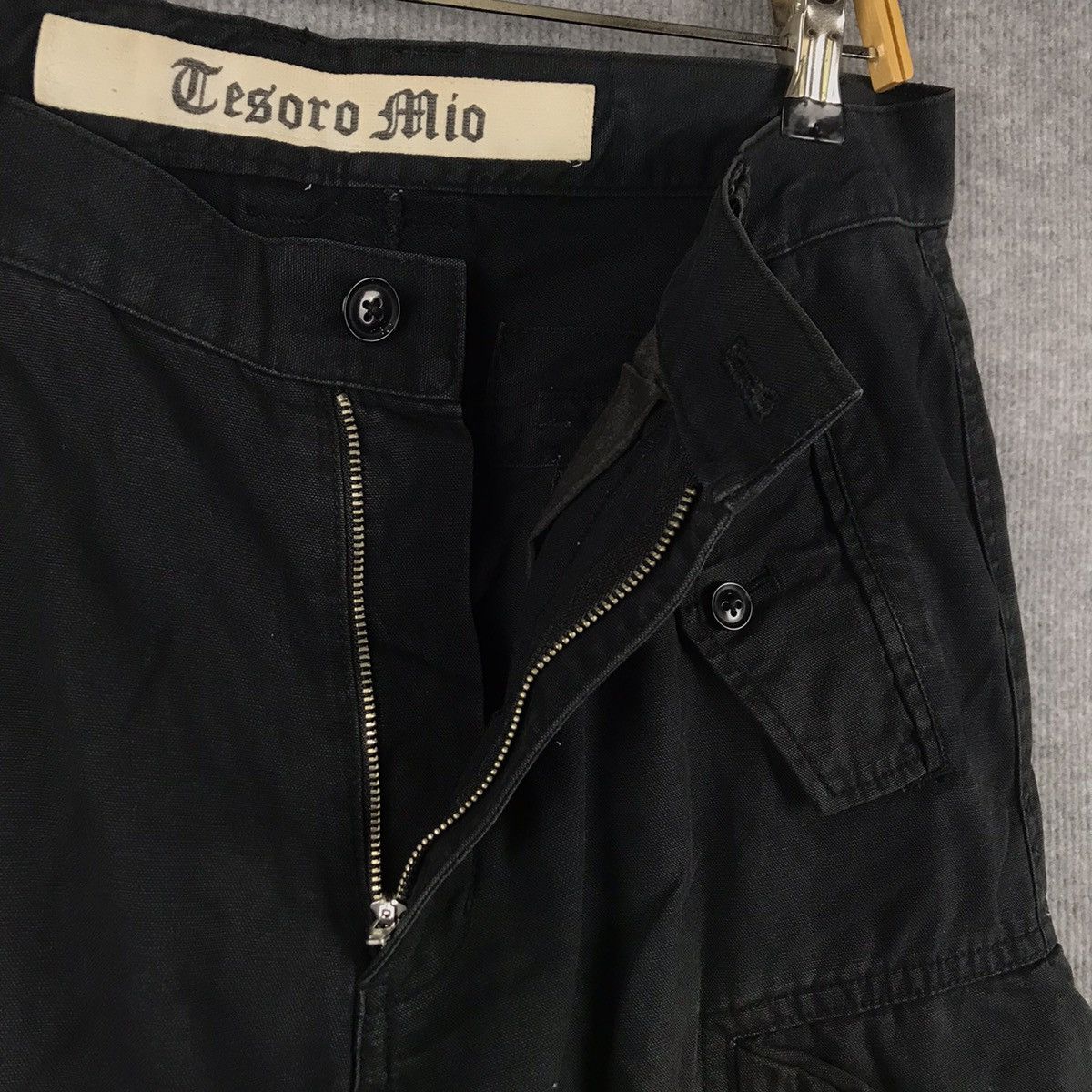 Cesore Mio Black Cargo Multi Pocket faded pant