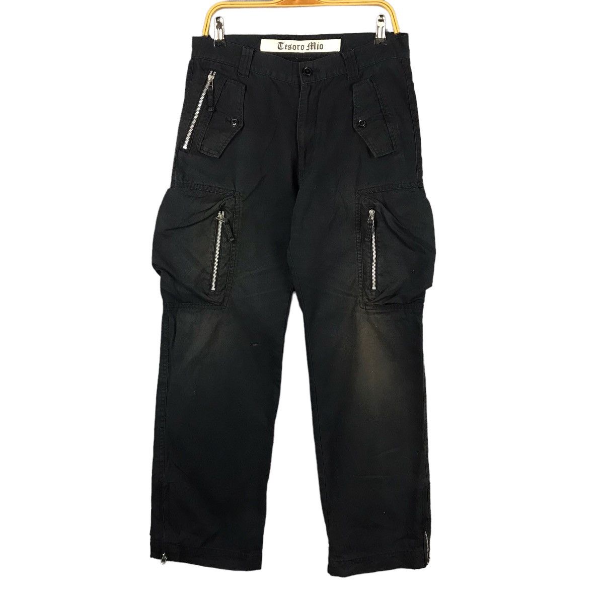 Cesore Mio Black Cargo Multi Pocket faded pant