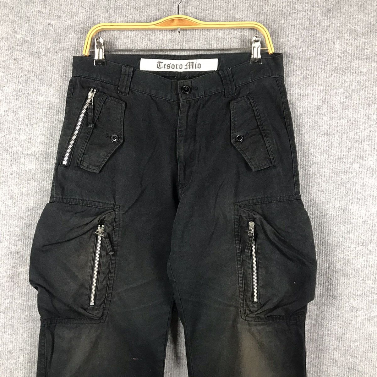 Cesore Mio Black Cargo Multi Pocket faded pant