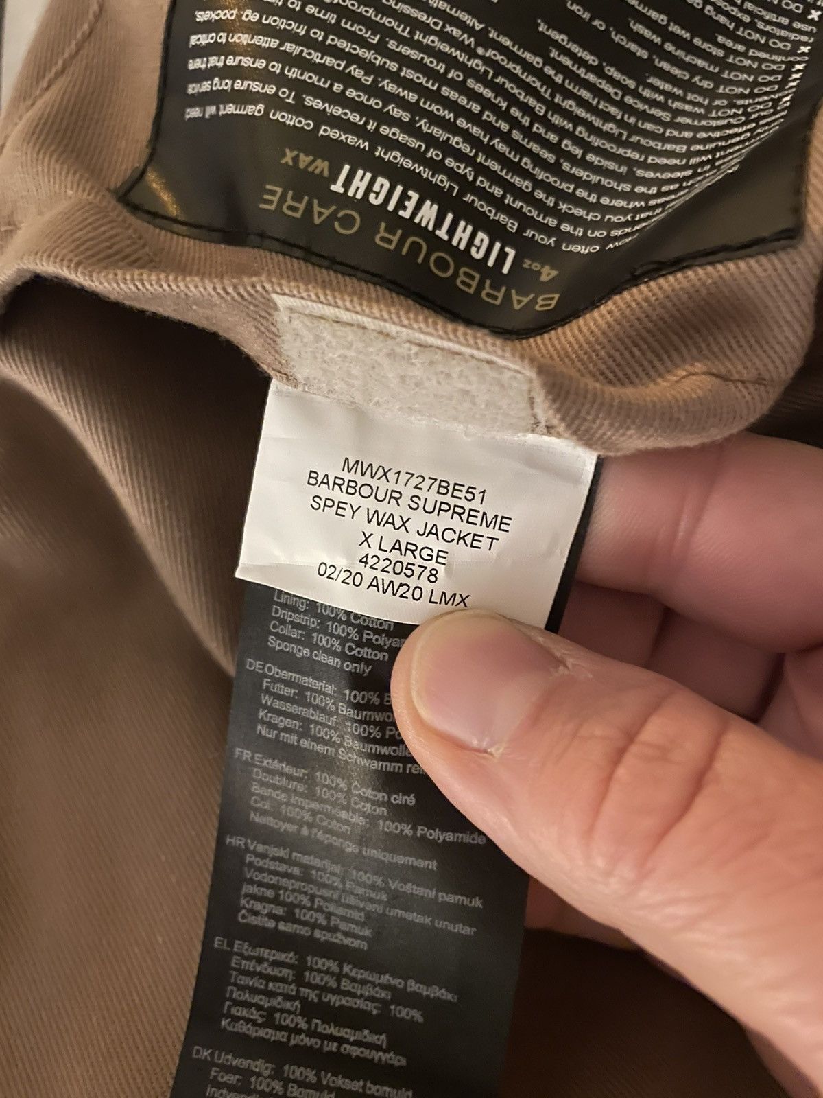 Barbour × Supreme Supreme Barbour Lightweight Waxed Cotton