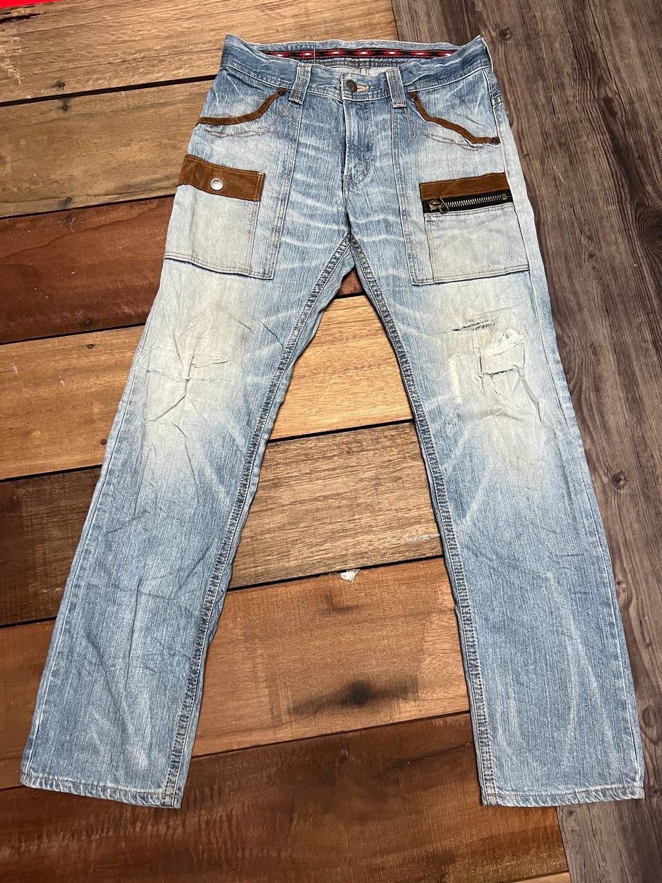 image of Distressed Denim x Edwin Vintage Edwin Distress Bushpant Jeans Size 32 in Blue Distressed, Men's