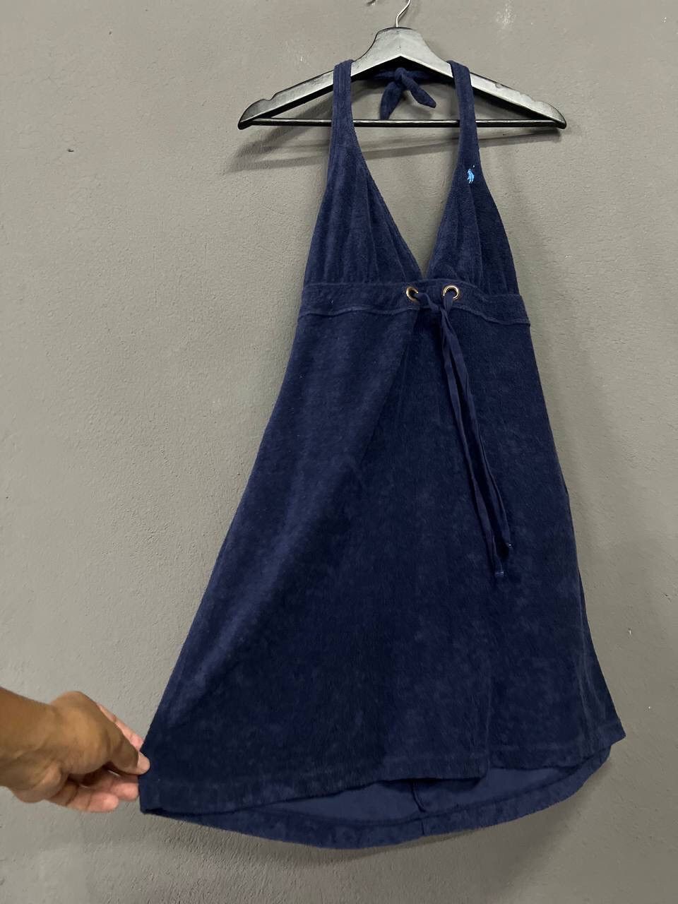 Ralph Lauren RALPH LAURENT NAVY BLUE TERRY CLOTH HALTER DRESS Size L / US 10 / IT 46 - 4 Thumbnail