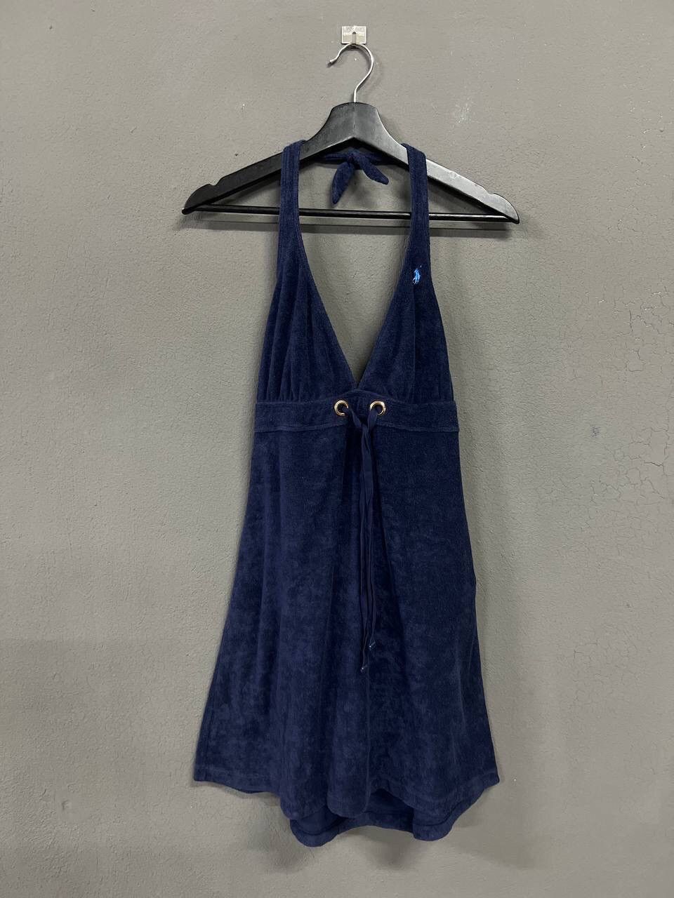 Ralph Lauren RALPH LAURENT NAVY BLUE TERRY CLOTH HALTER DRESS Size L / US 10 / IT 46 - 2 Thumbnail