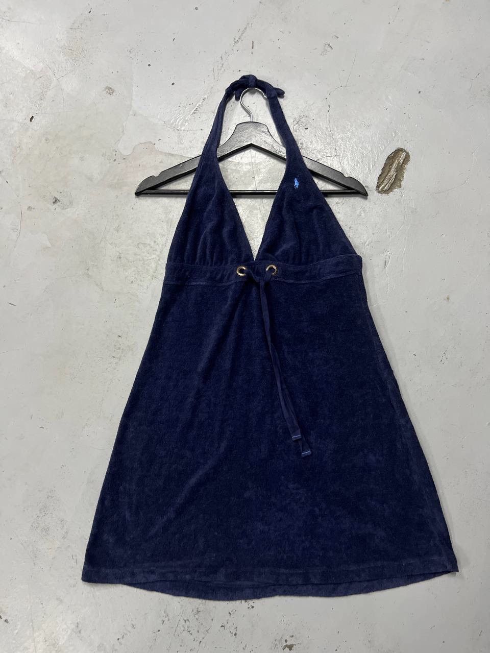 Ralph Lauren RALPH LAURENT NAVY BLUE TERRY CLOTH HALTER DRESS Size L / US 10 / IT 46 - 11 Thumbnail