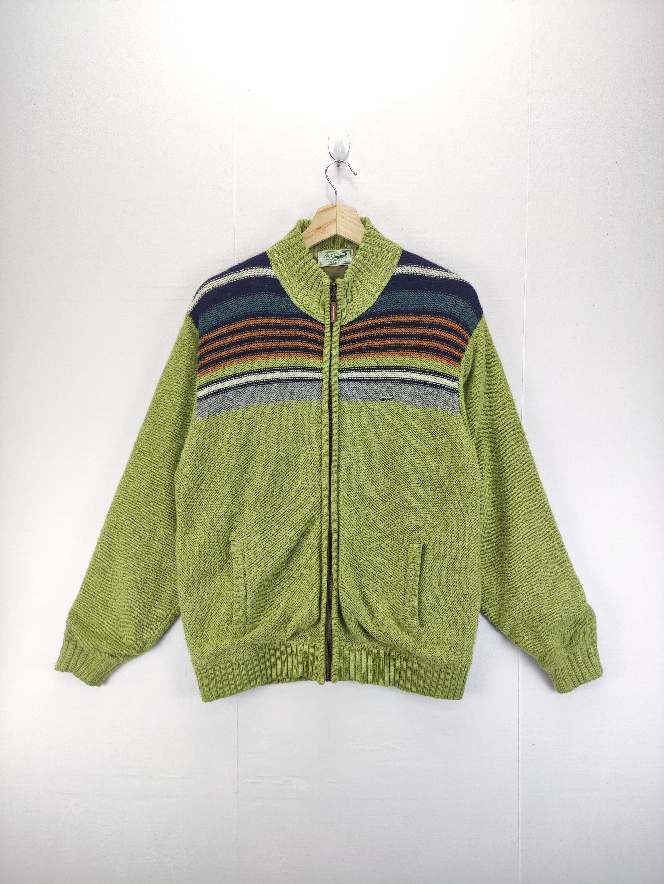 Aran Isles Knitwear Vintage 90s Crocodile knit Sweater Jacket Zipper Size US M / EU 48-50 / 2 - 1 Thumbnail