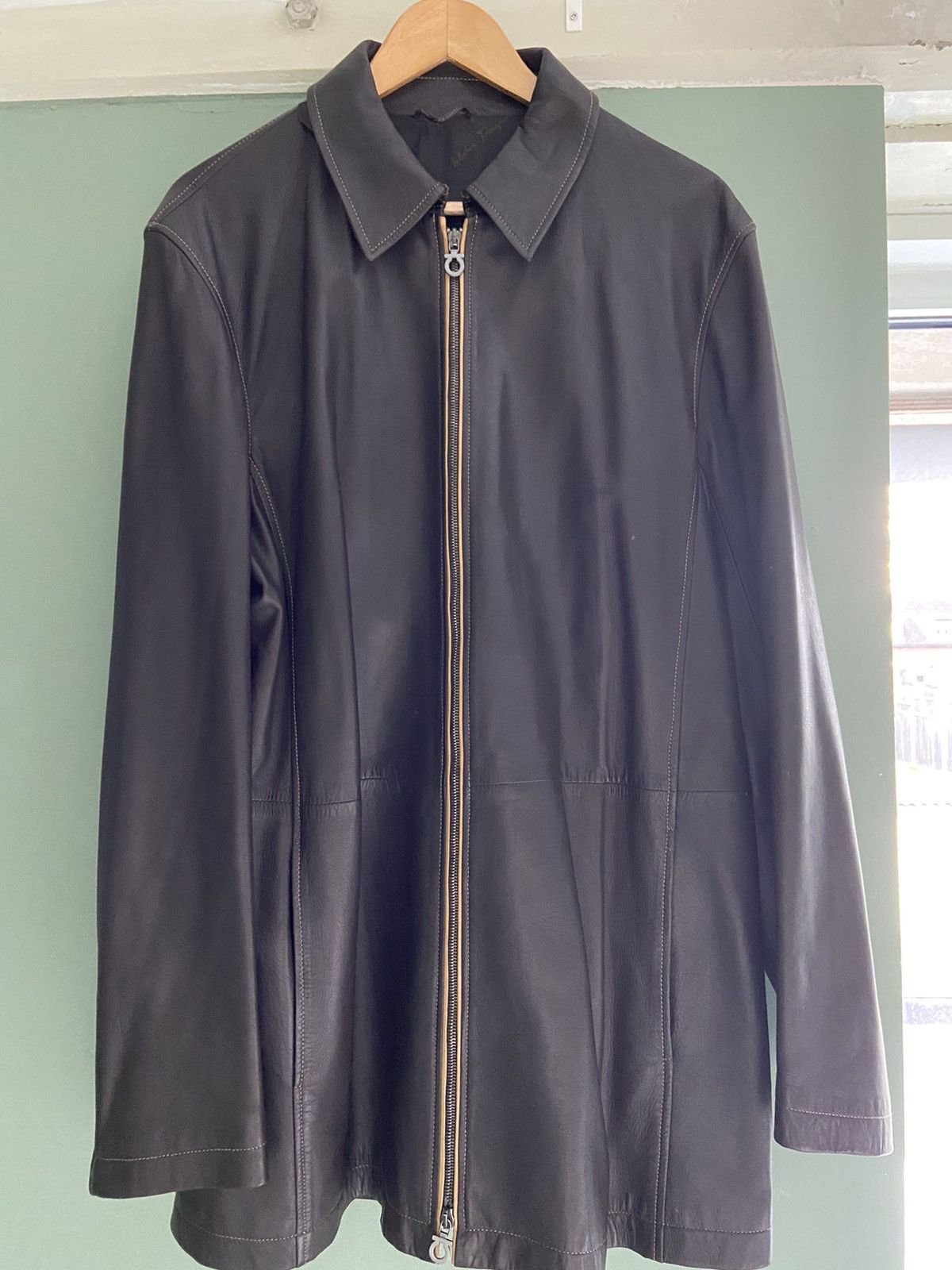 Salvatore Ferragamo full zip soft leather coat