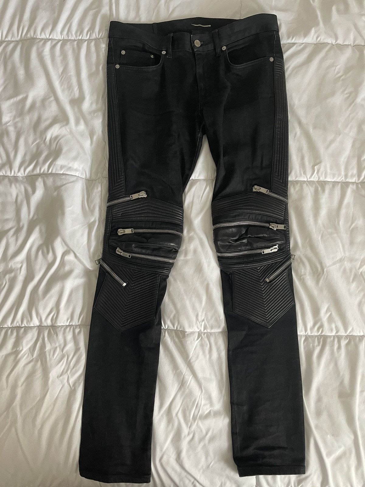 image of Hedi Slimane x Saint Laurent Paris D04 Biker Denim in Black, Men's (Size 32)