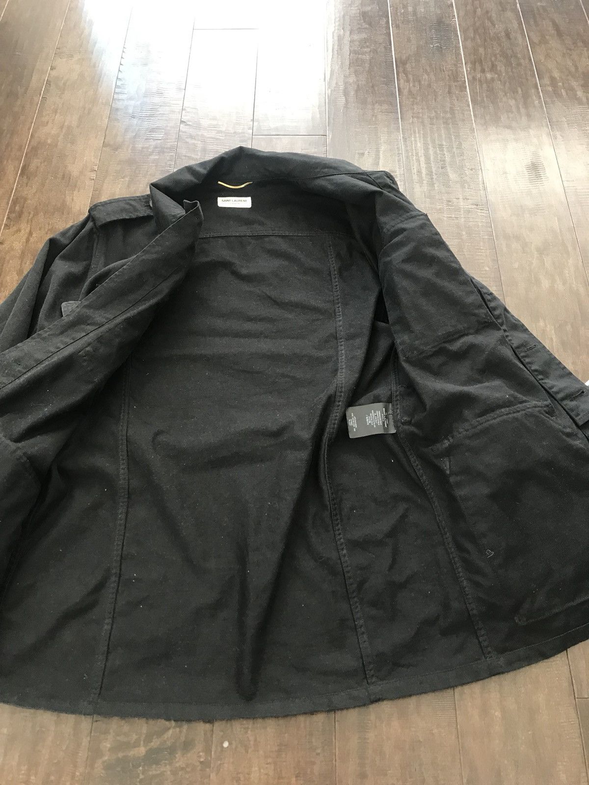 Saint Laurent Paris $2,395 Hedi Slimane SLP Black Military Parka w Belt Size US M / EU 48-50 / 2 - 5 Thumbnail