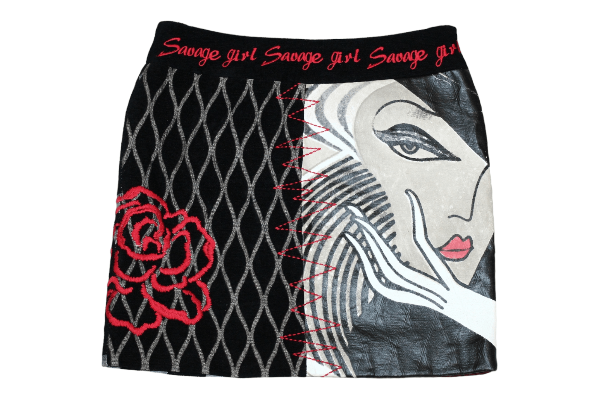 Japanese Brand 🔥VTG🔥 LULU-H Paris "Savage Girl" Pop Artwork Mini Skirt Size 29" - 1 Thumbnail