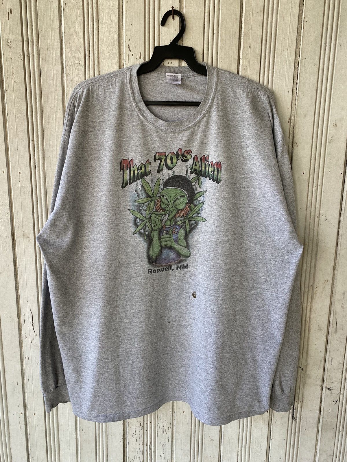 image of Alien Workshop x Vintage Alien Roswell Distressed Long Sleeve in Grey, Men's (Size XL)
