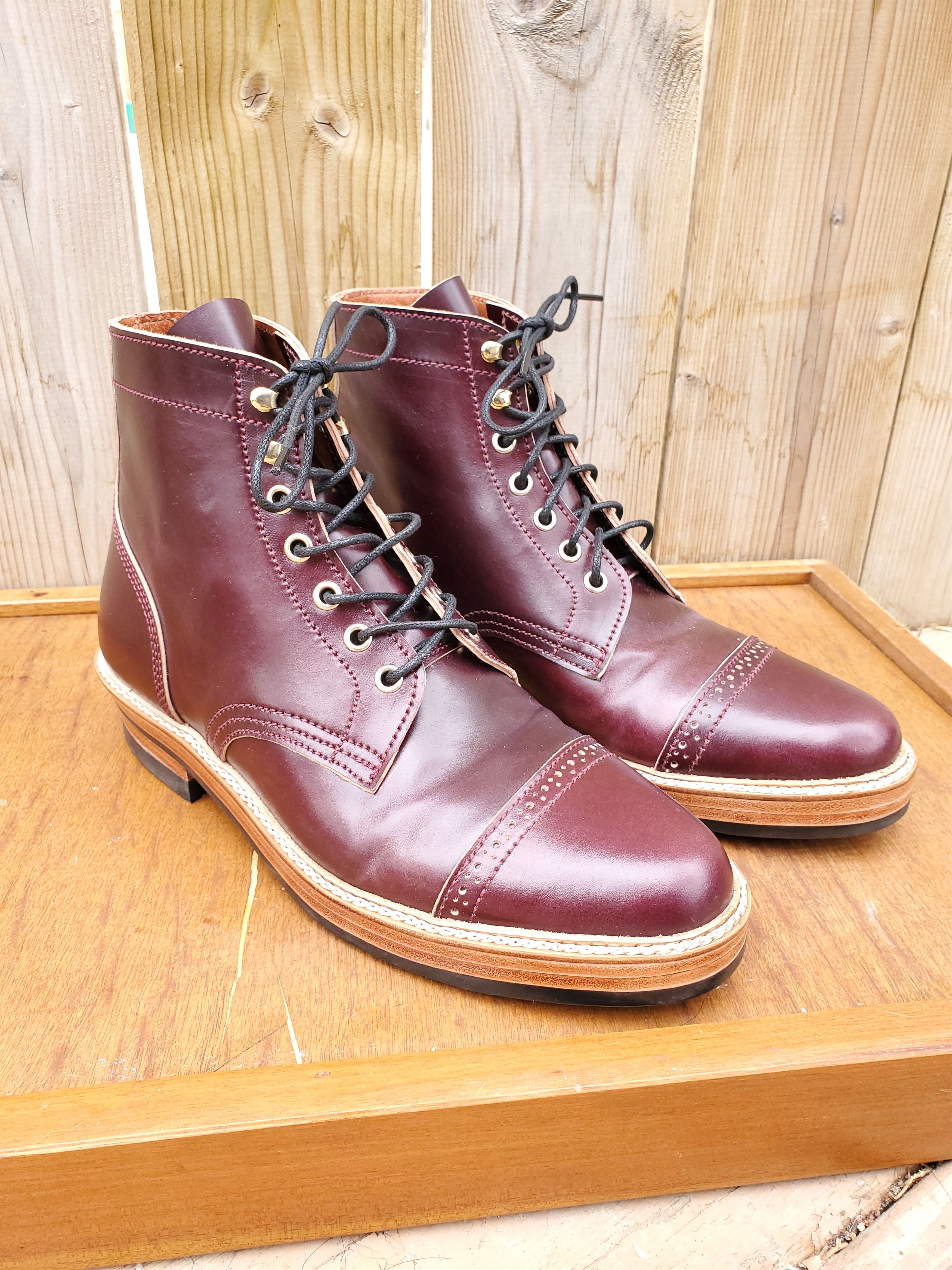 image of Fortis Ogawa Shell Cordovan Boots in Wine, Men's (Size 8)