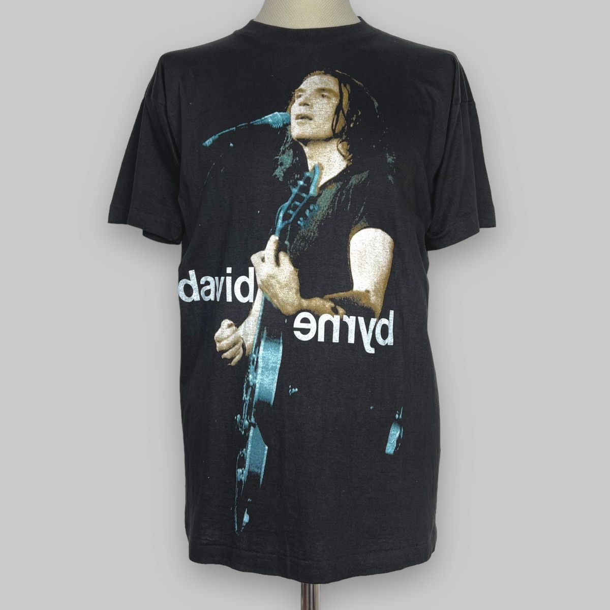 image of Rock T Shirt Vintage 1994 David Byrne Album Talking Heads Euro T Shirt in Black, Men's (Size Large)
