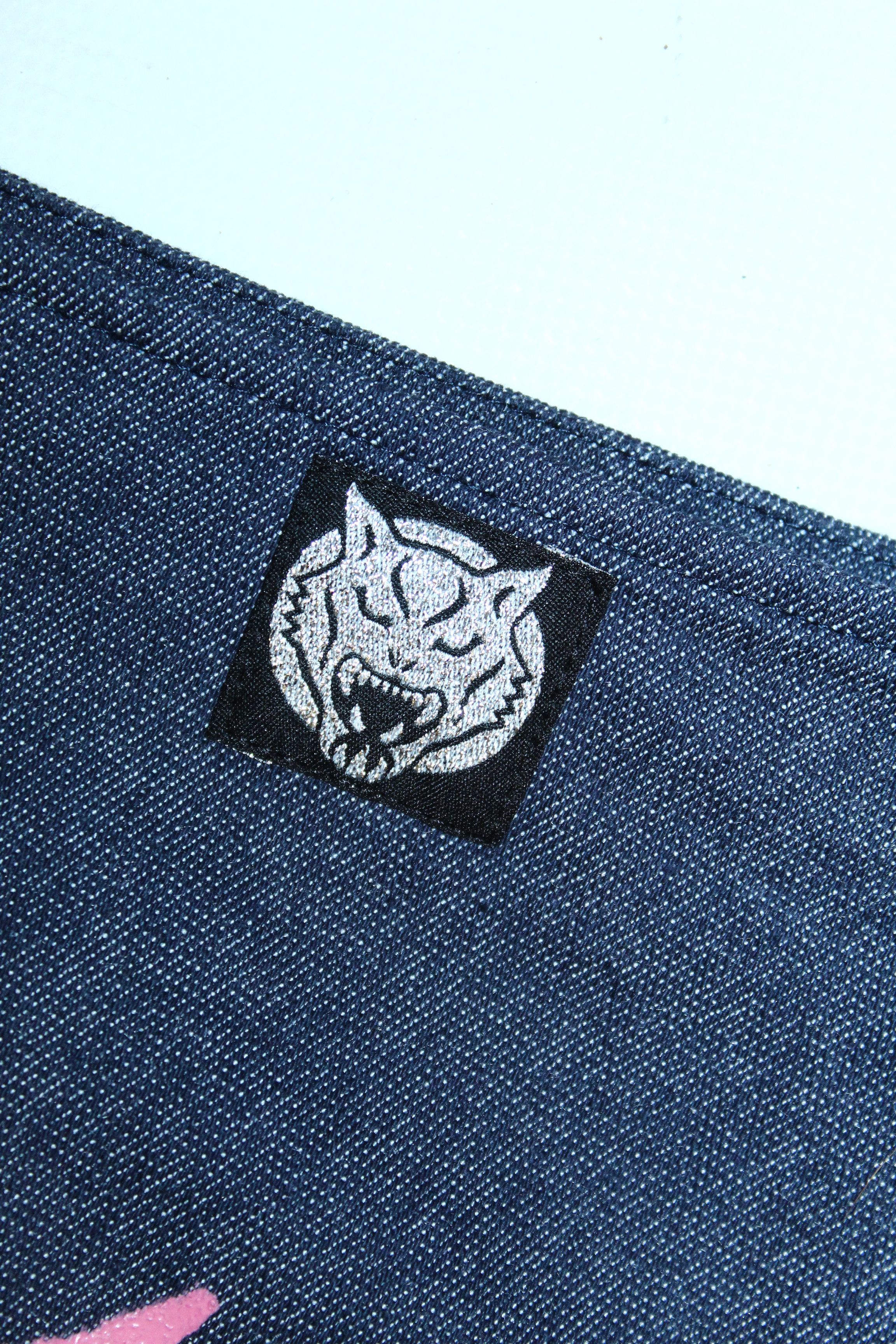 Beauty Beast VTG Widcat Y2K Skull Logo Print Raw Denim Skirt Size 27" / US 4 / IT 40 - 5 Thumbnail